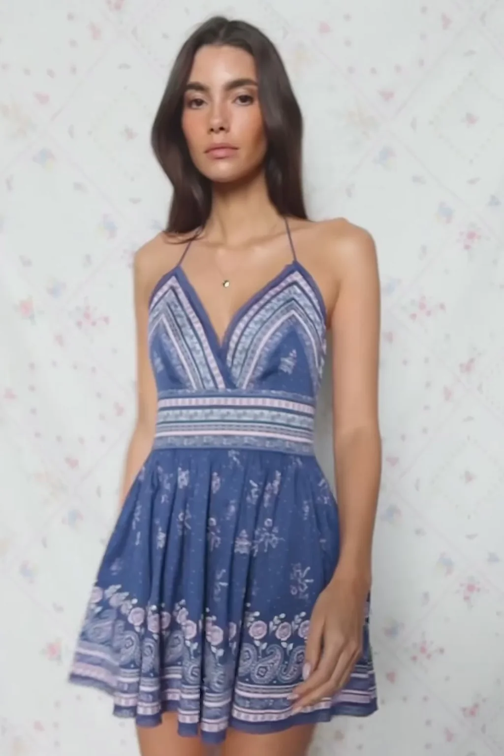 Arletta Cotton Bandana Print Mini Dress