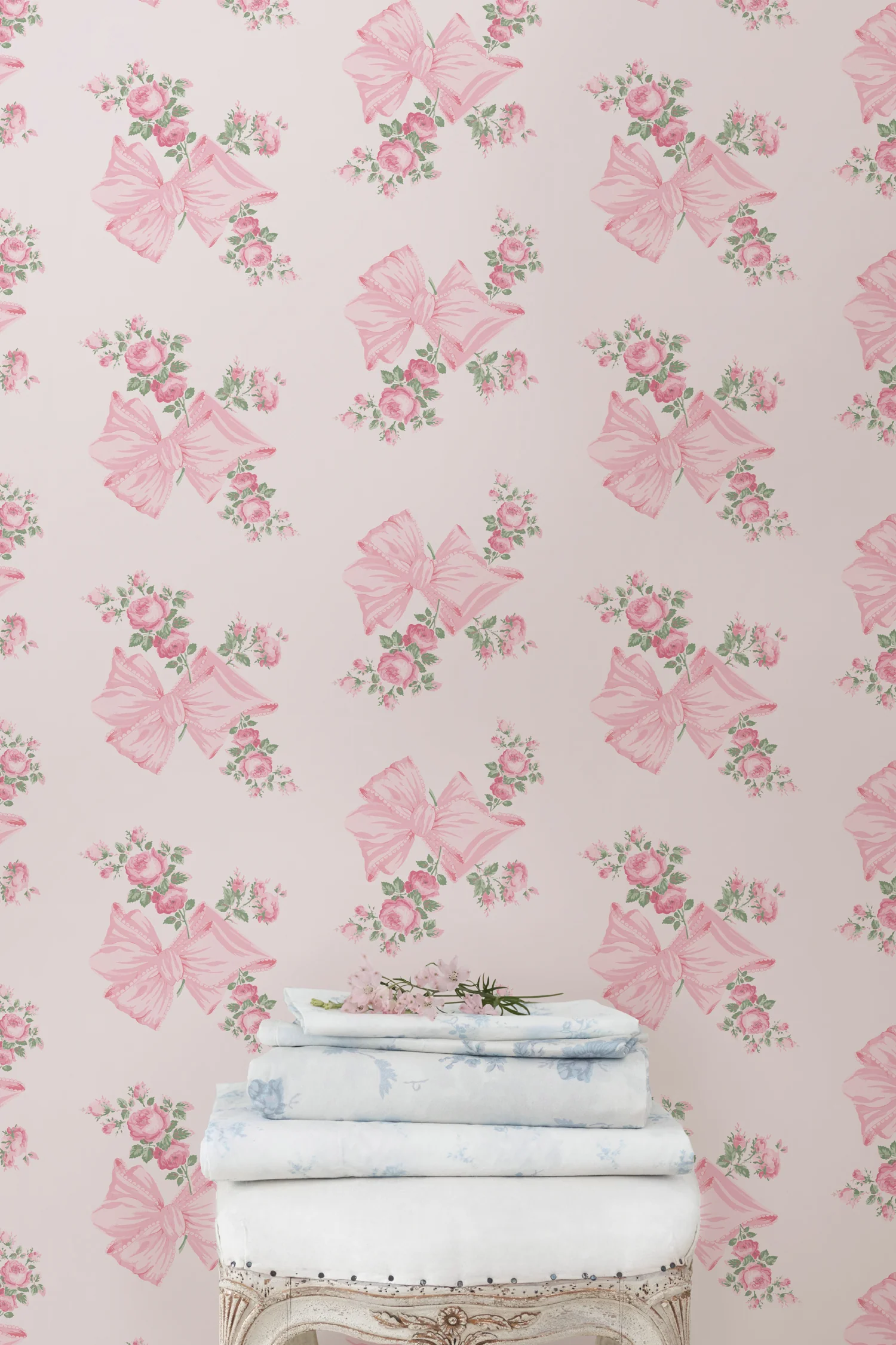 Rosa Beaux Pink Mint Standard Wallpaper