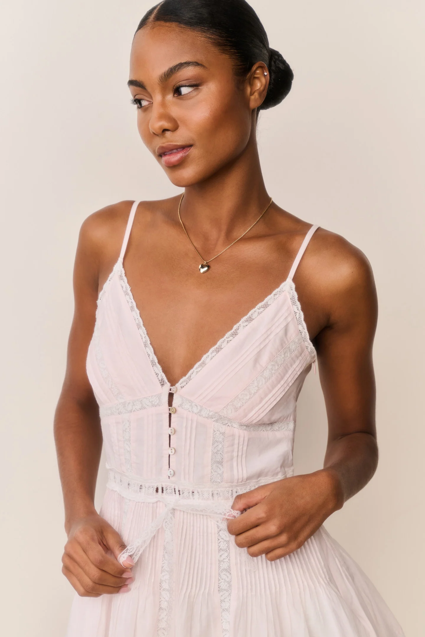 Zirelle Pink Cotton Lace-Trimmed Mini Dress