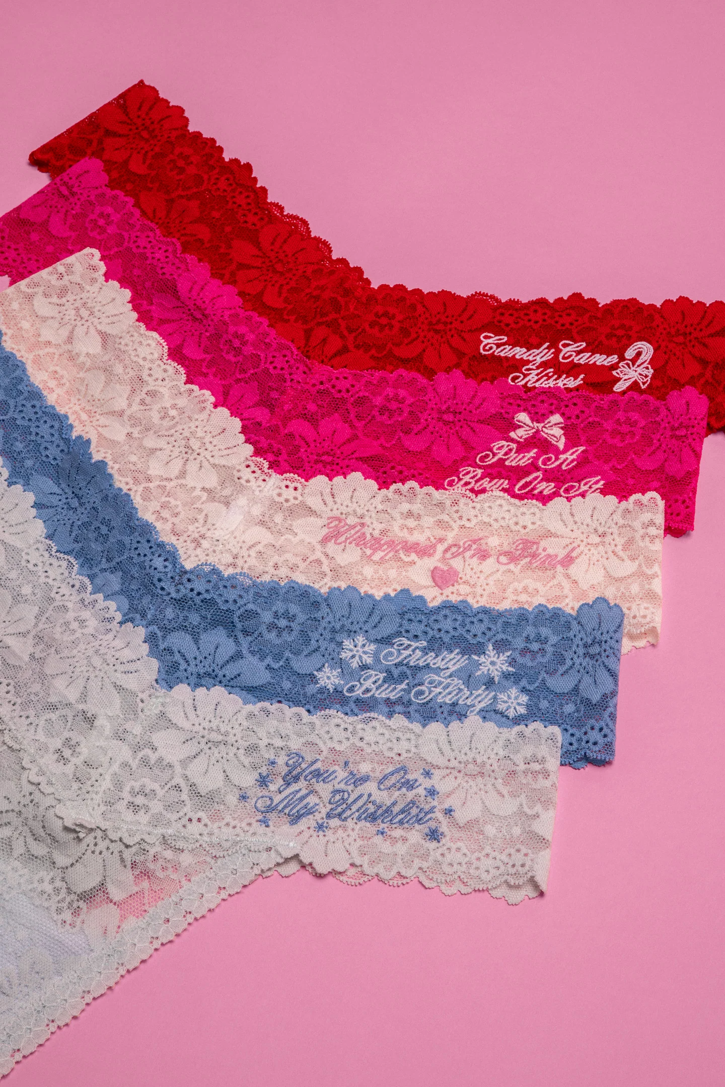 PINK x LoveShackFancy Wink Lace Thong Panties - Pack of 5