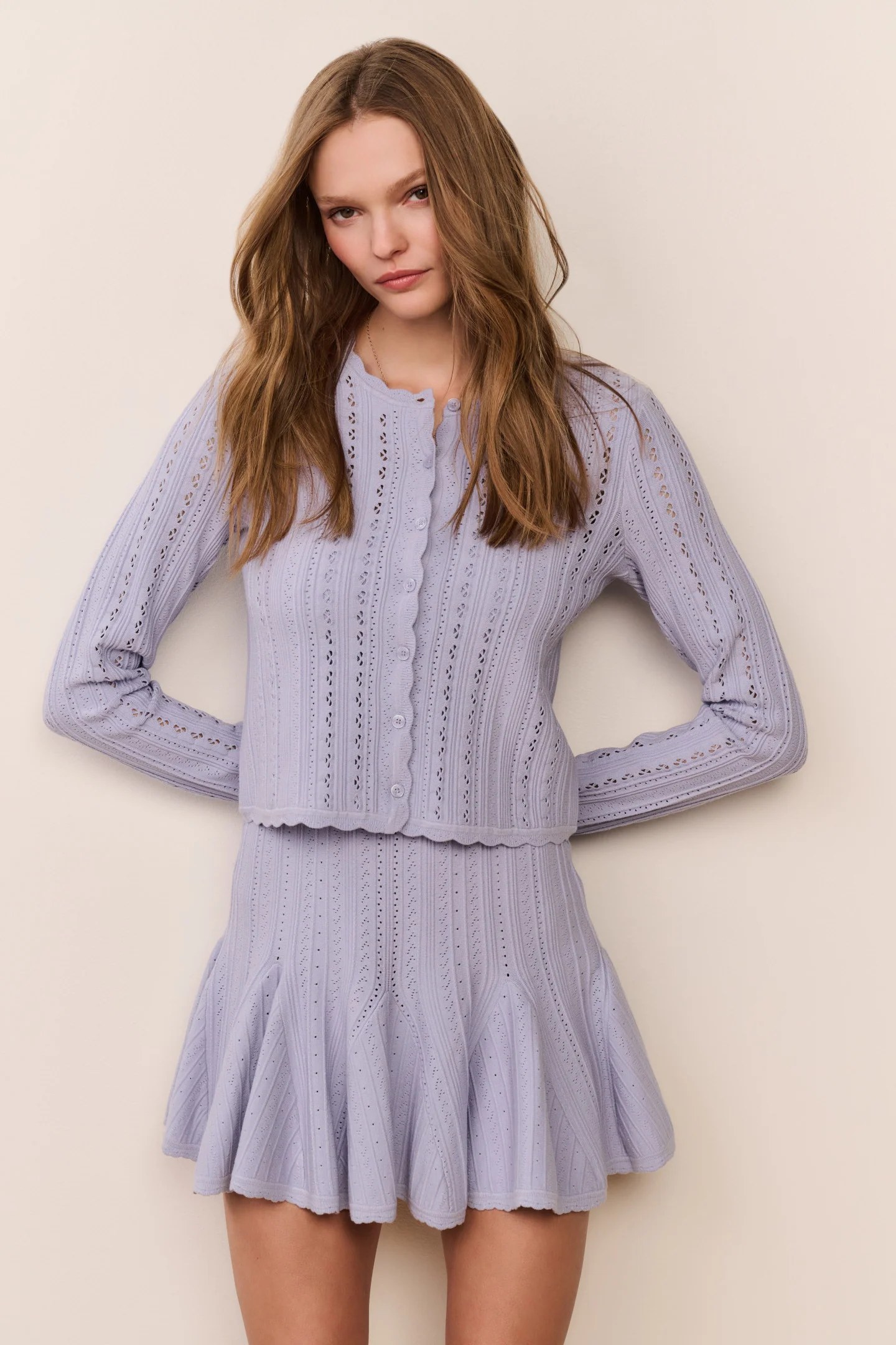 Peridot Stretch Pointelle Cardigan