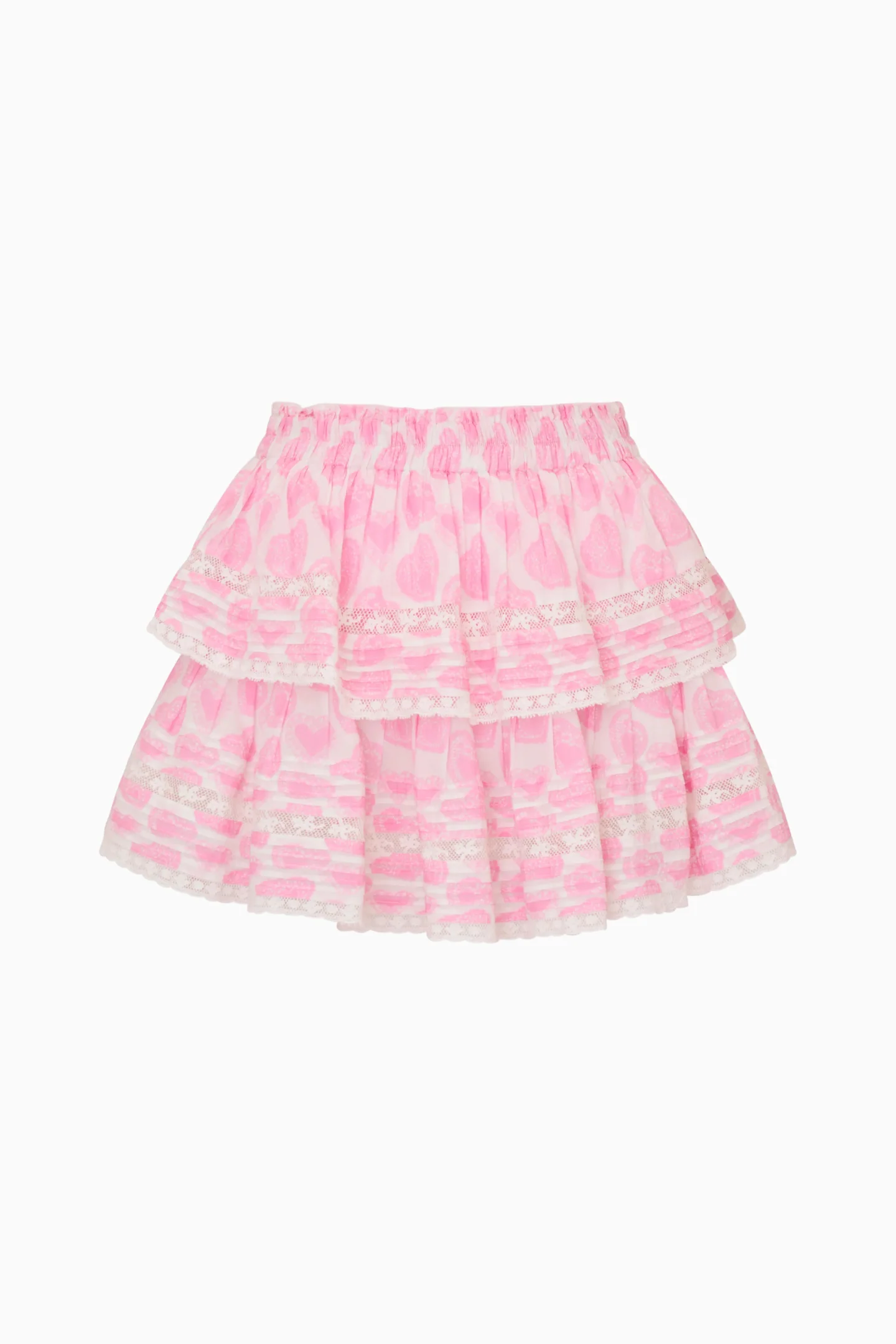 Heart Print Ruffle Mini Skirt