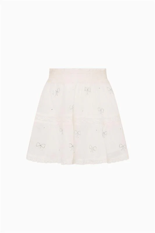 Tween Silano Crystal Bow Cotton Skirt