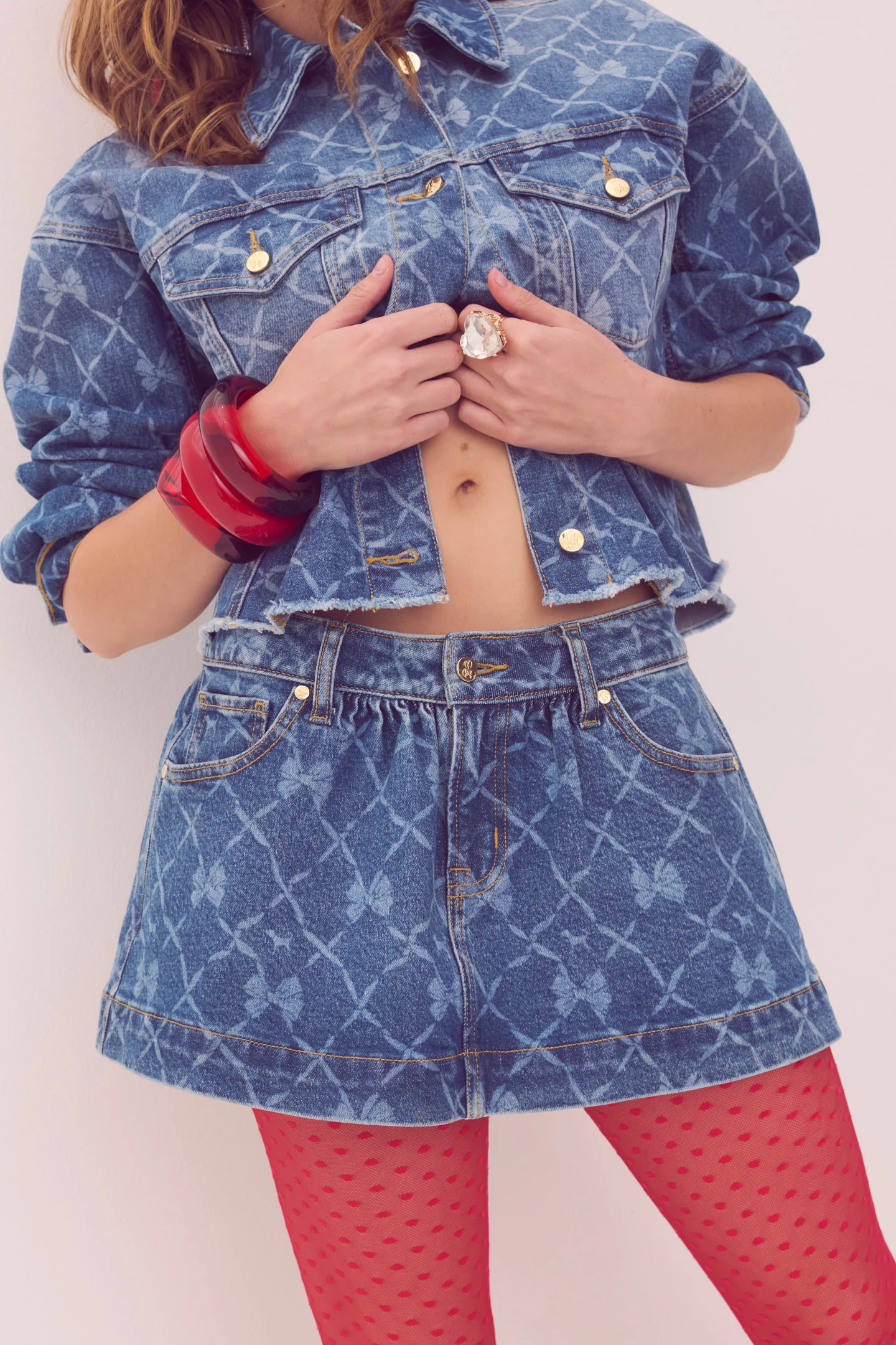 PINK x LoveShackFancy Denim Skirt