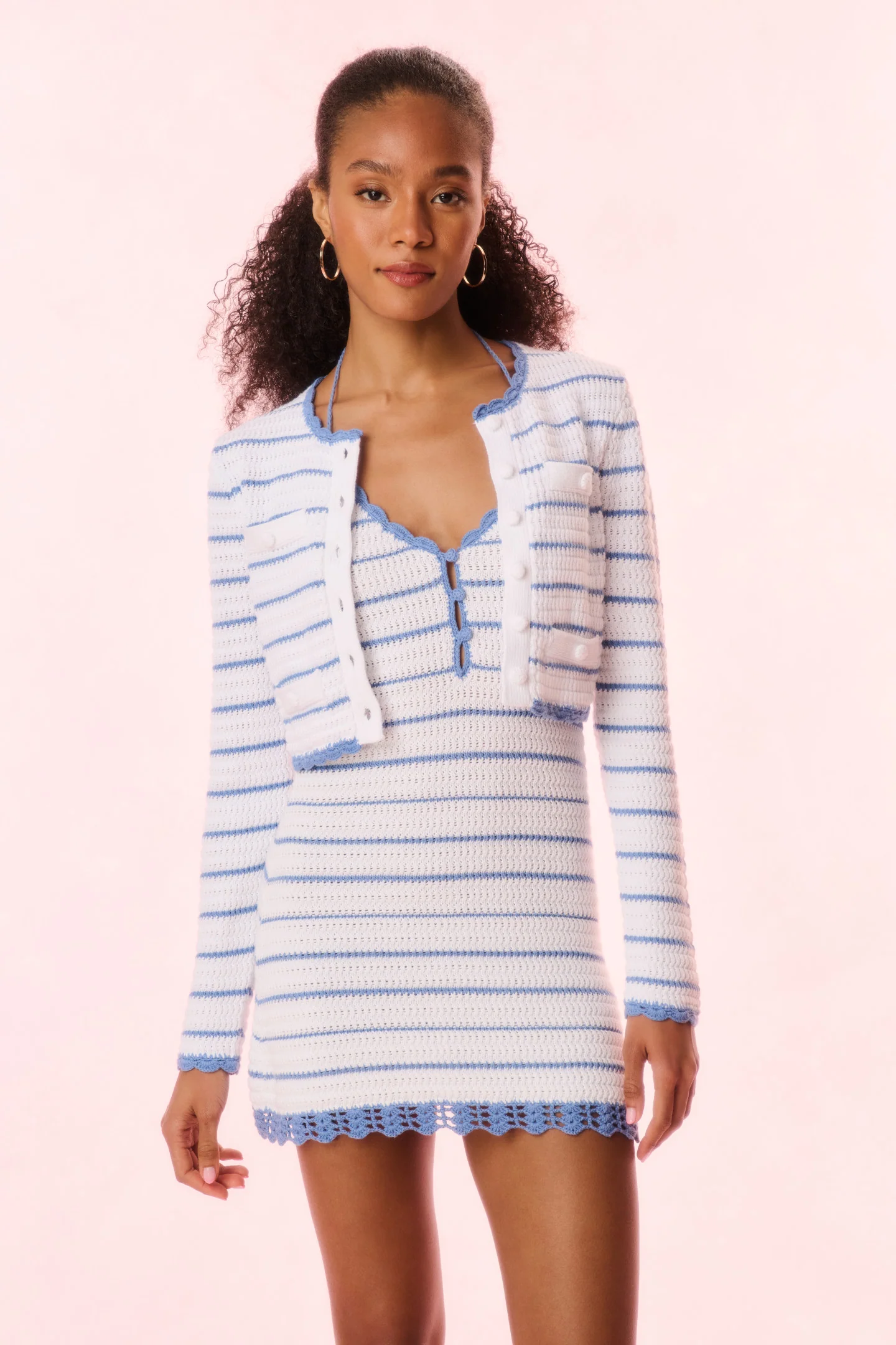 Lamiya Striped Crochet Cardigan