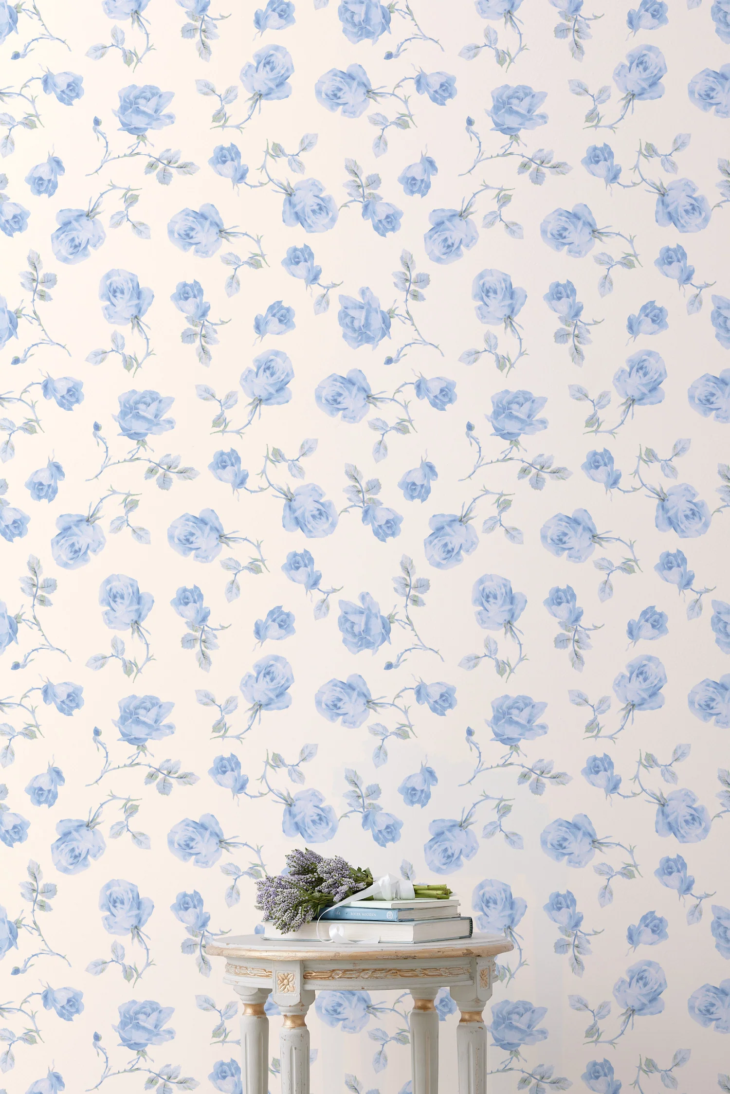 Ribbon Rosa French Blue Standard Wallpaper