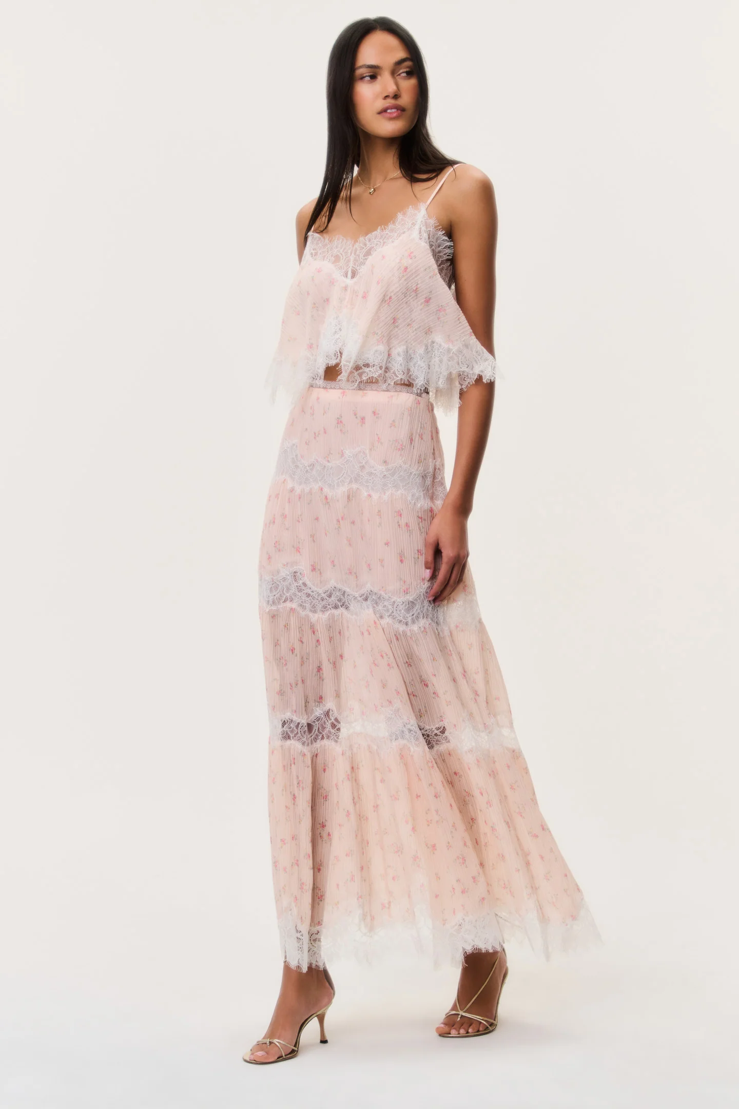 Everhart Cotton-Silk Lace Maxi Skirt
