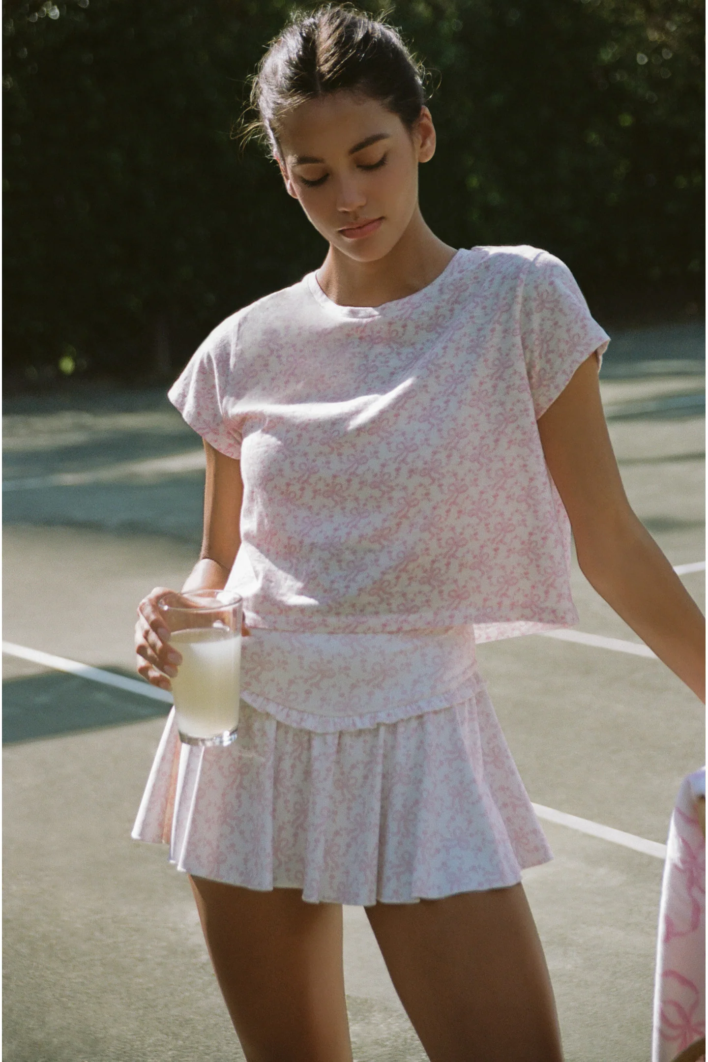 Rubin Bow Print Cropped Tee