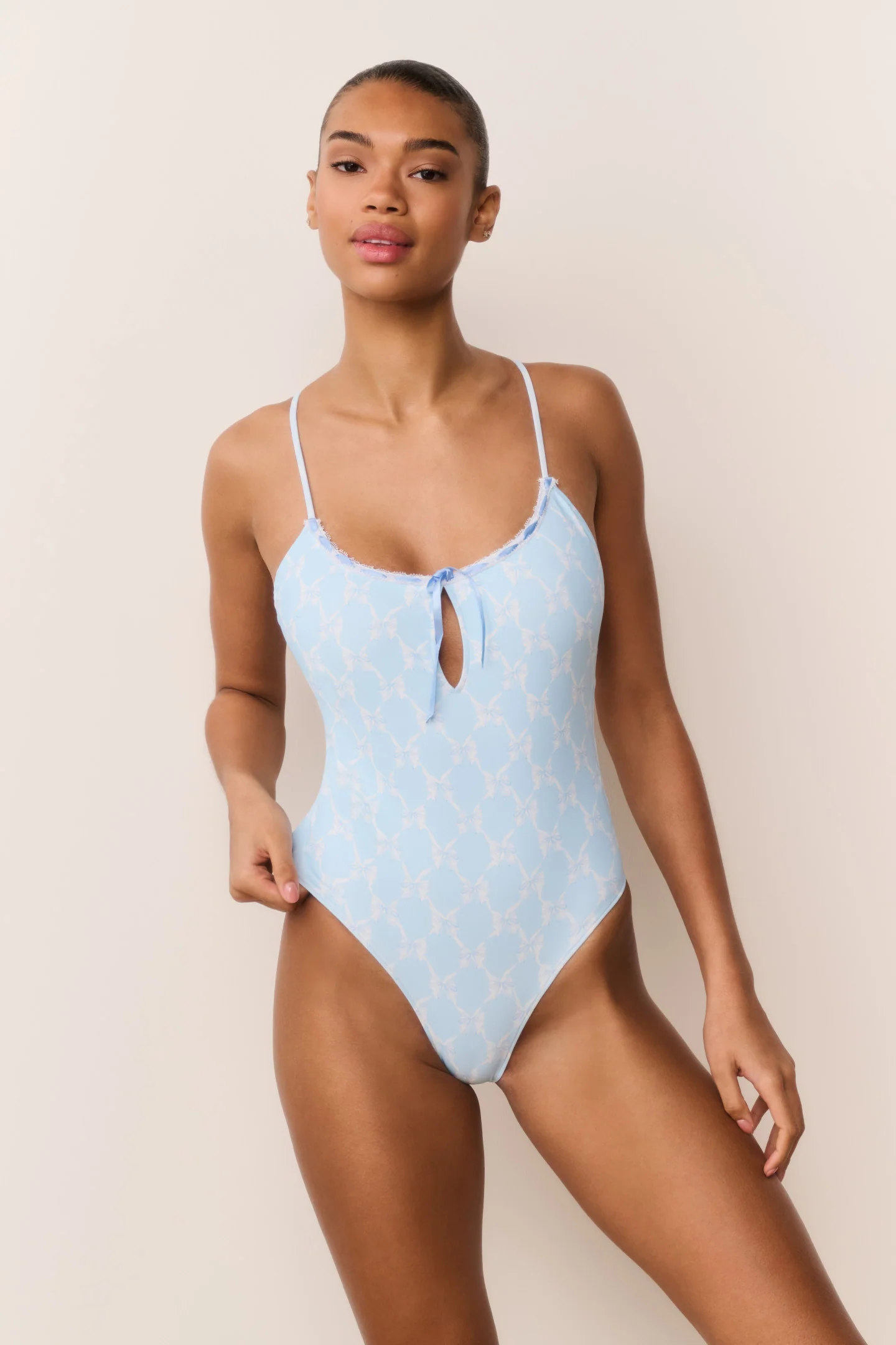 Laguna Bow Print One-Piece Swimsuit