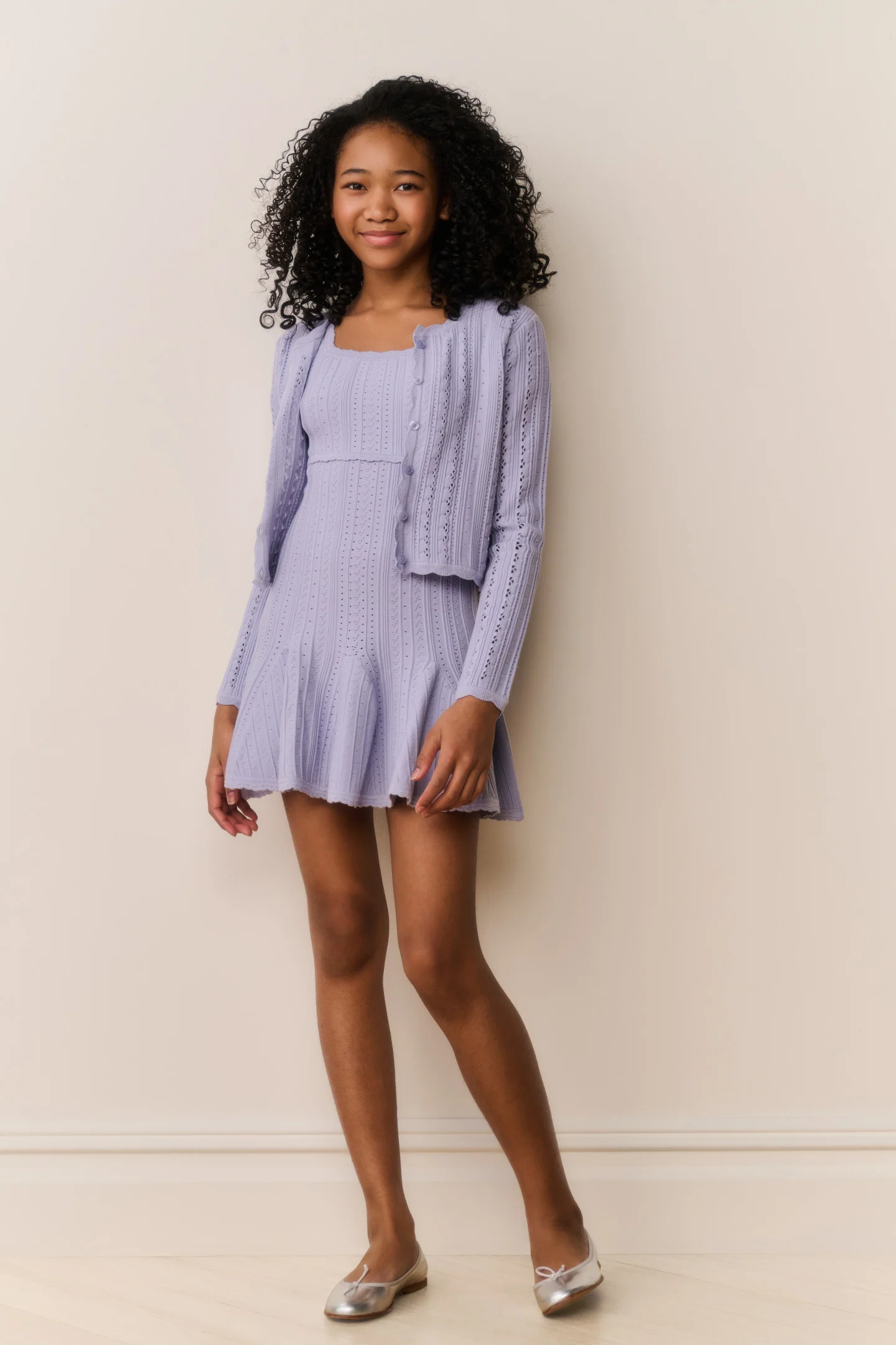 Tween Emlynn Stretch Pointelle Cardigan