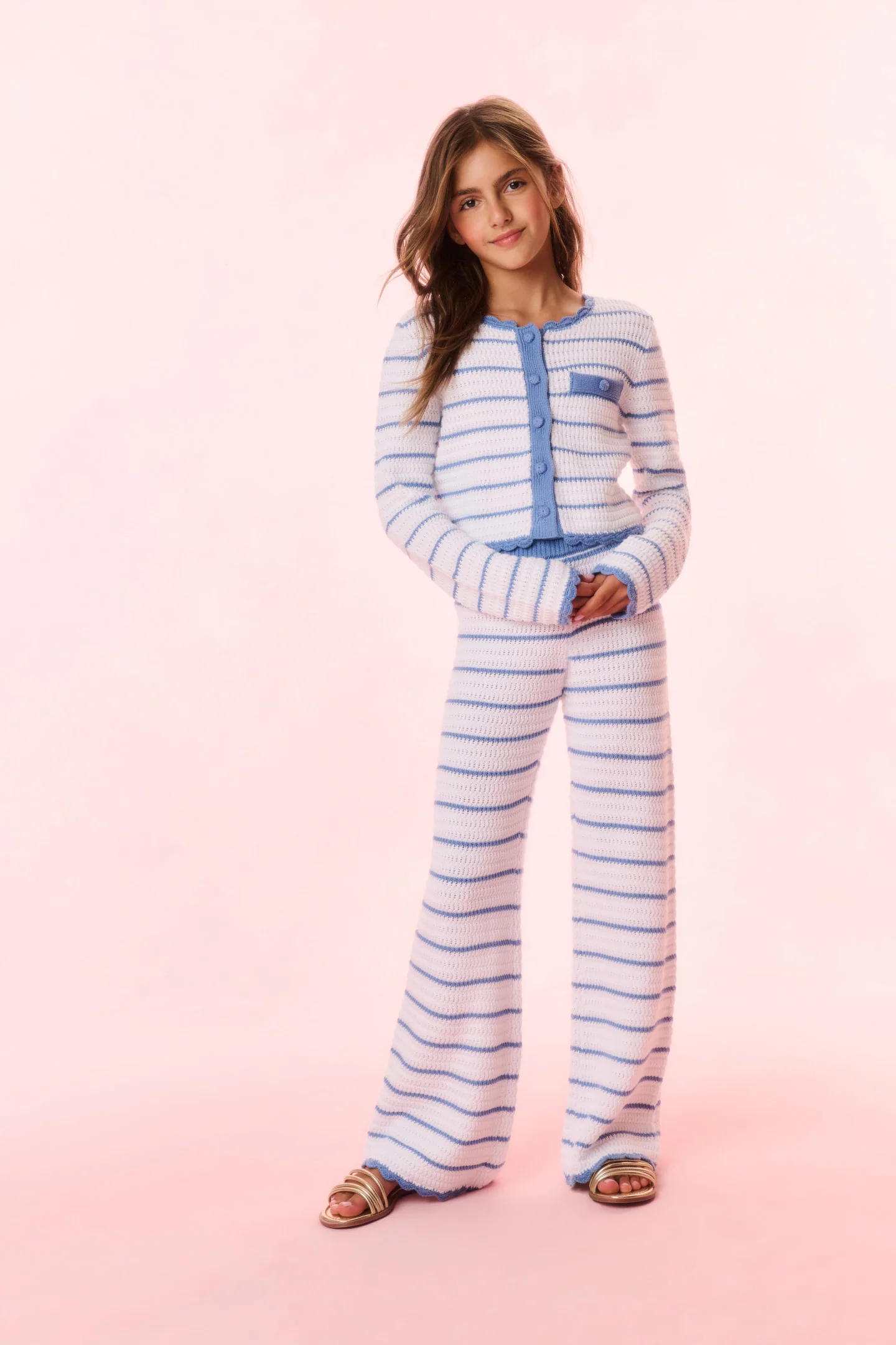 Girls Fawna Striped Crochet Pants