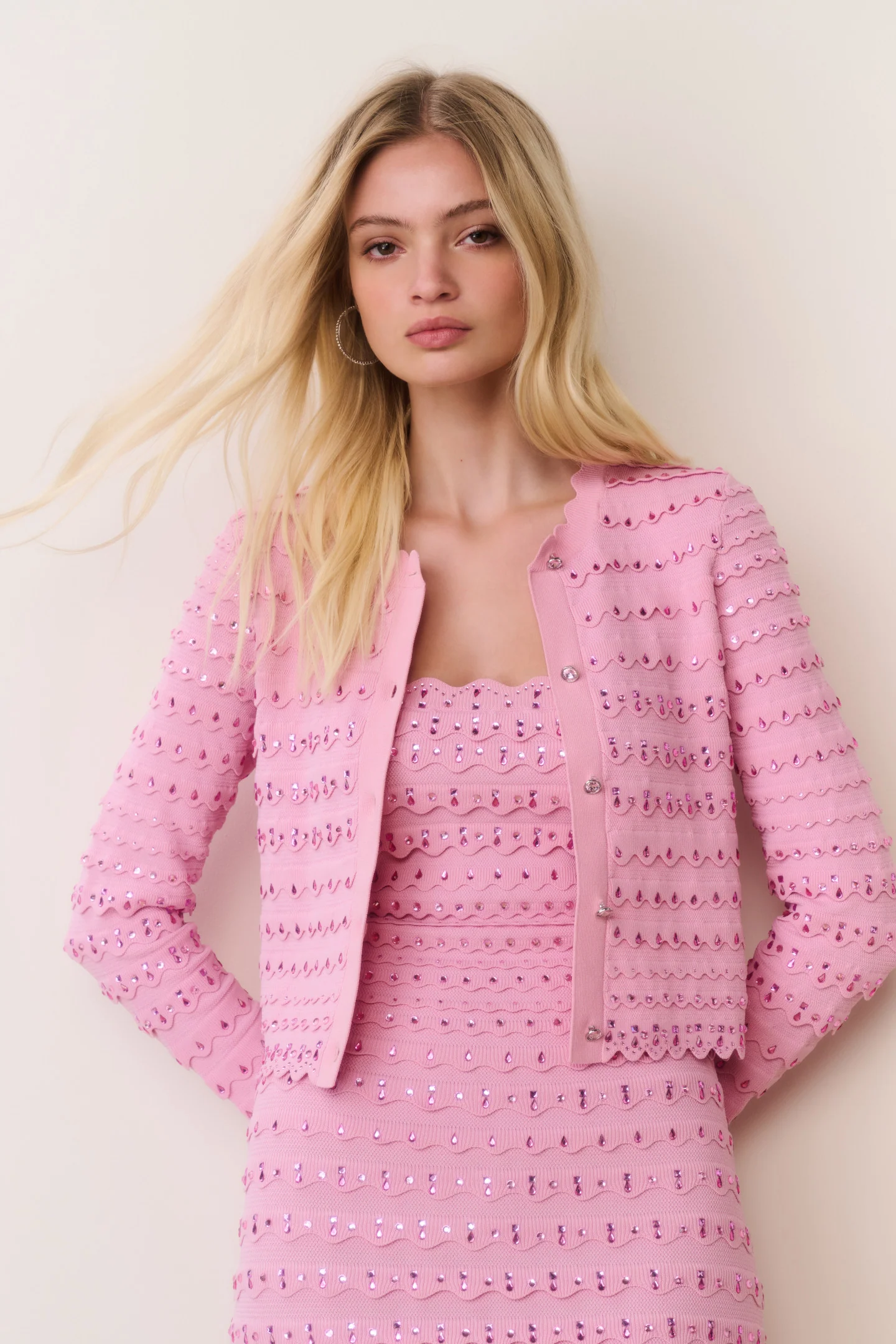 Ferris Sequin Scallop Cardigan