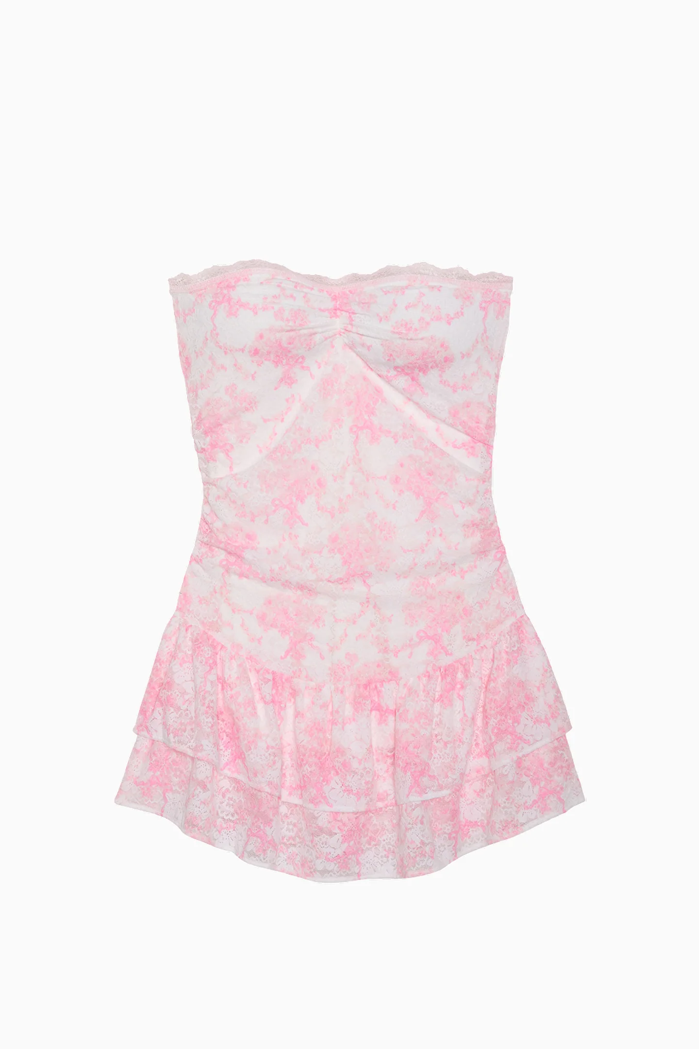PINK x LoveShackFancy Strapless Lace Mini Dress