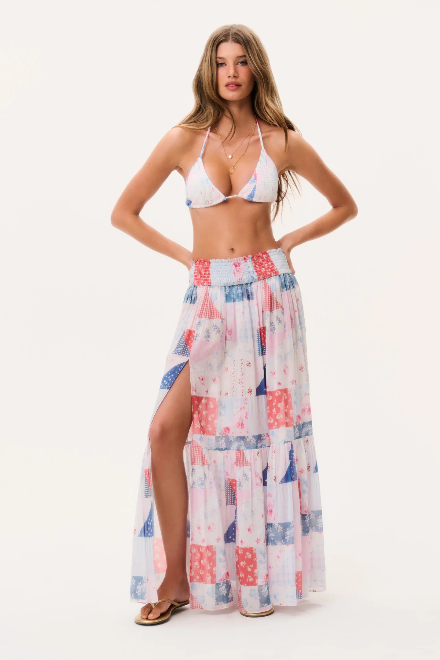 Umber Patchwork Print Maxi Skirt