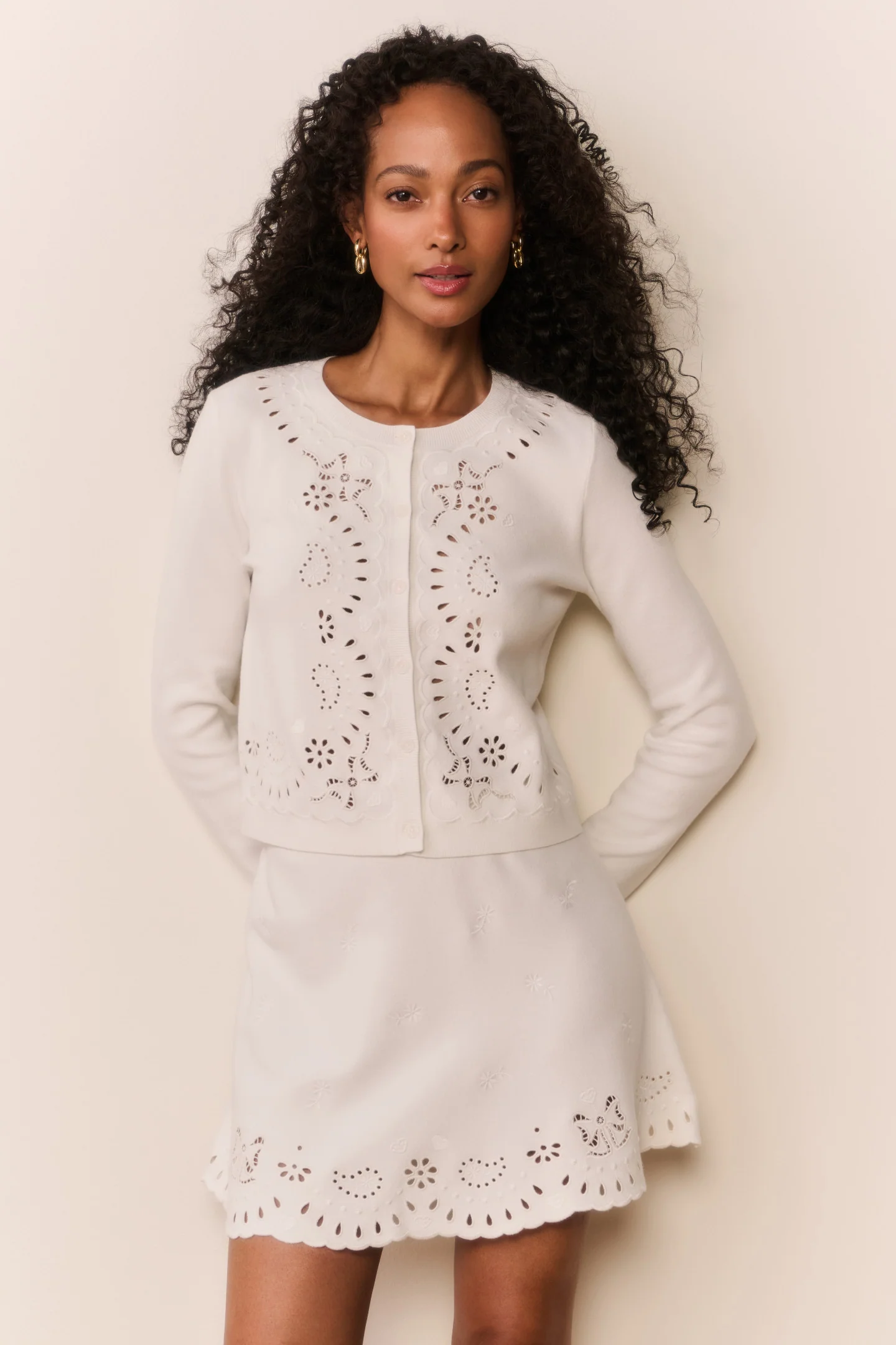 Leda Bandana Eyelet Knit Cardigan