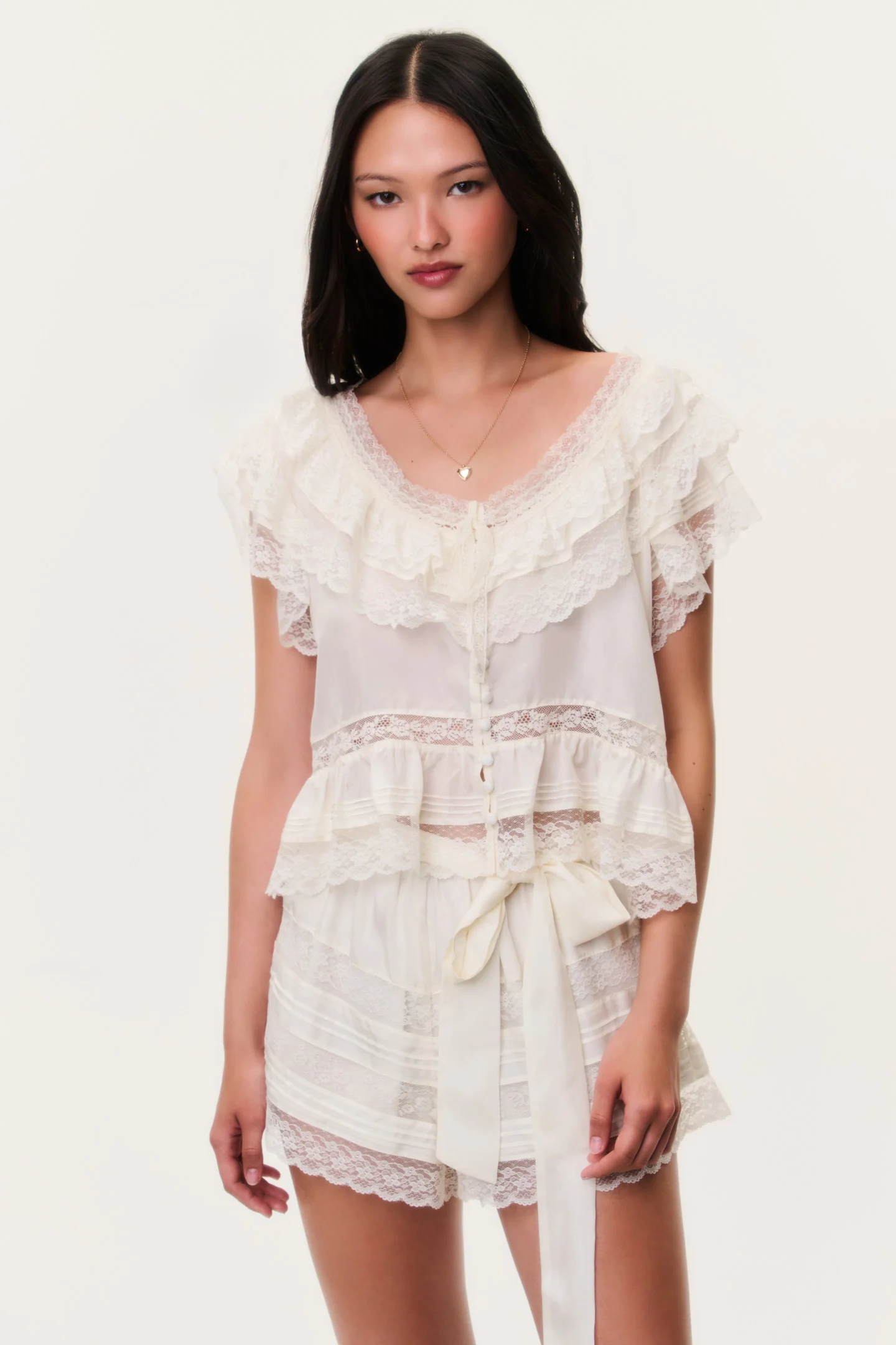 Persine Silk Ruffle Top