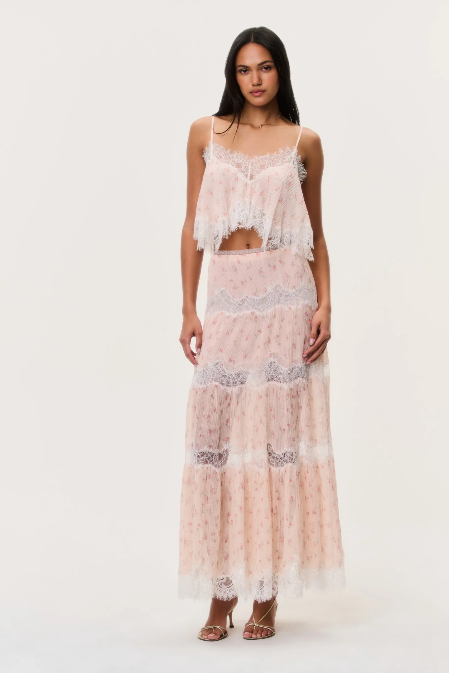 Everhart Cotton-Silk Lace Maxi Skirt