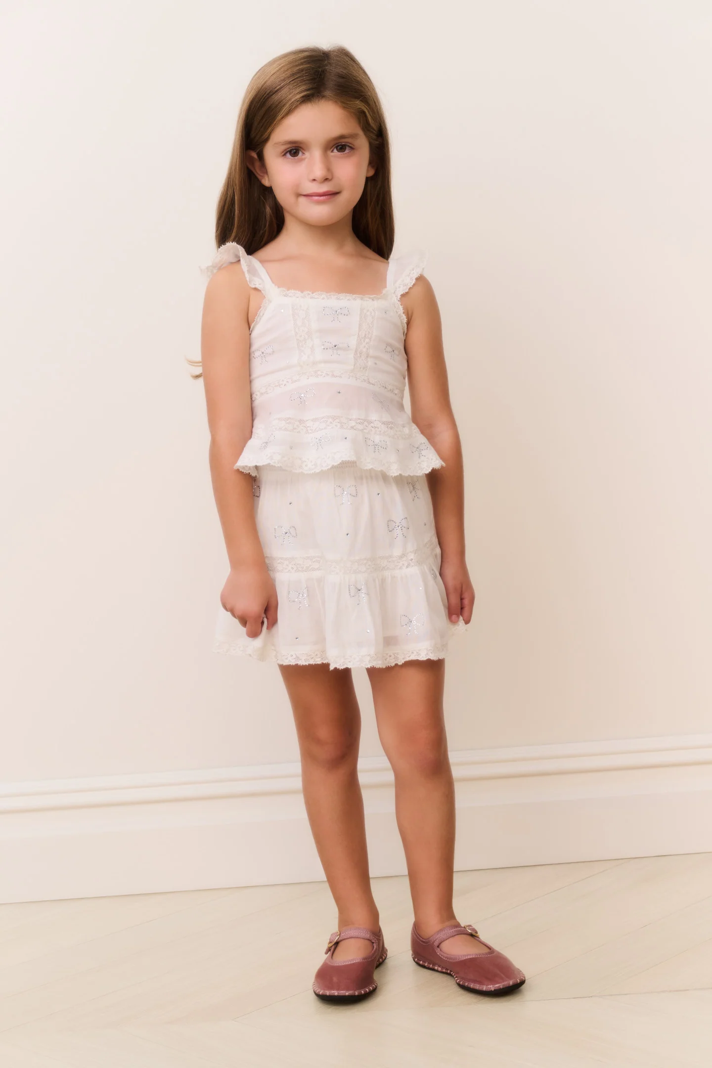 Little Girls Melsy Crystal Bow Cotton Top