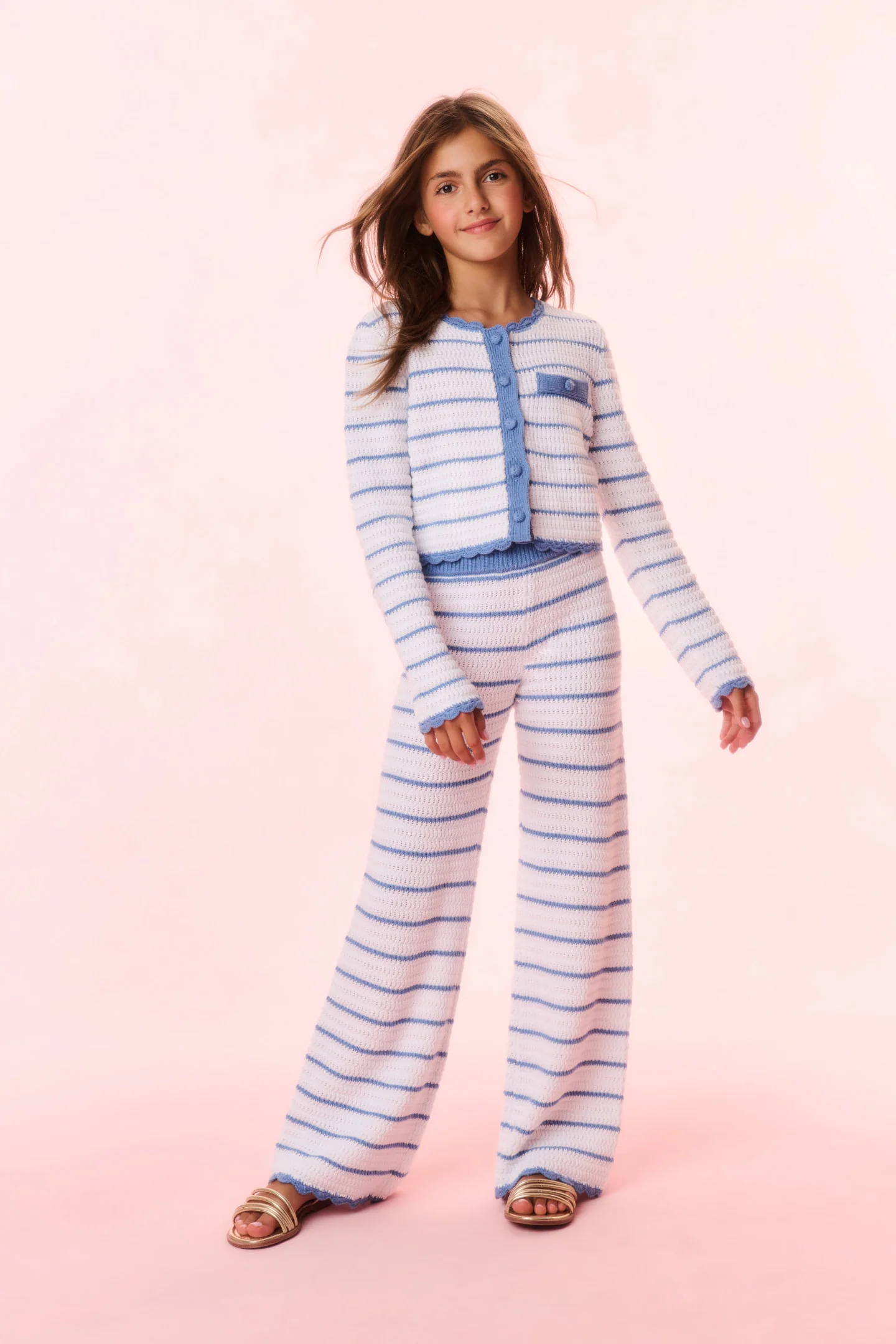 Girls Fawna Striped Crochet Pants