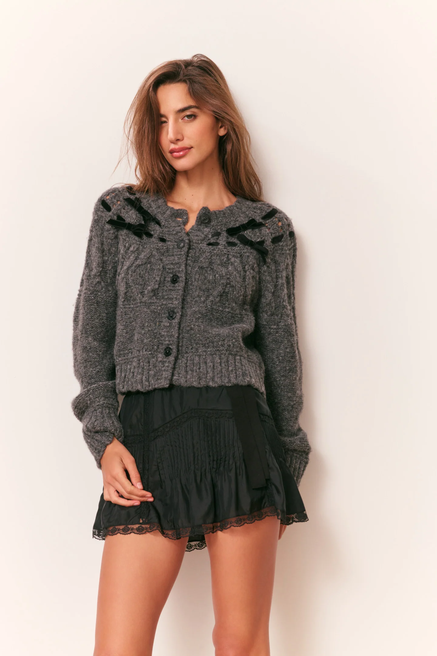 Clementian Alpaca-Blend Ribbon Cardigan
