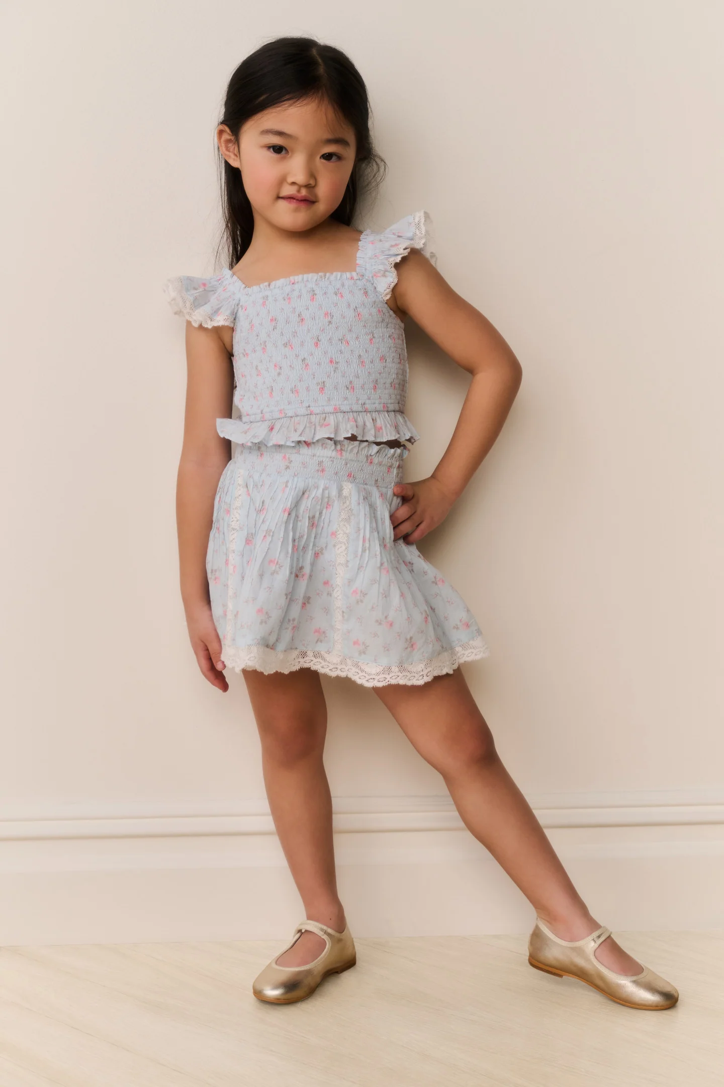 Little Girls Jeanna Floral Cotton Top