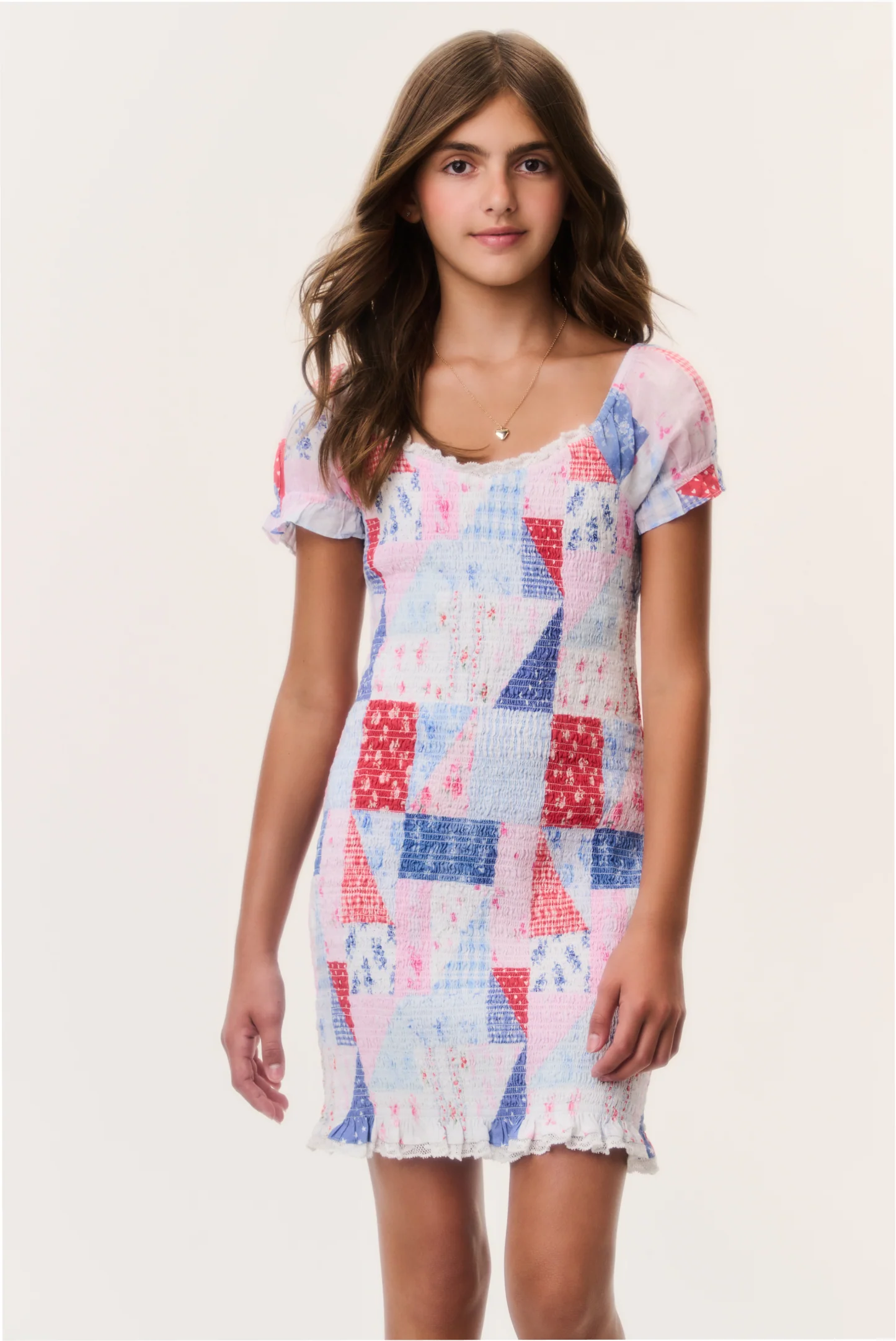 Tween Solier Patchwork Mini Dress