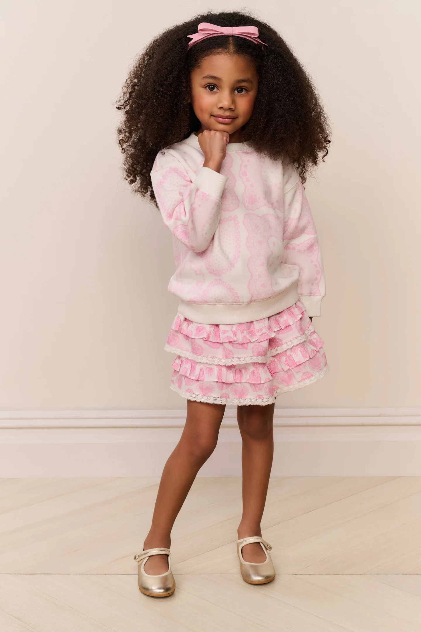 Little Girls Billie Heart Print Skirt