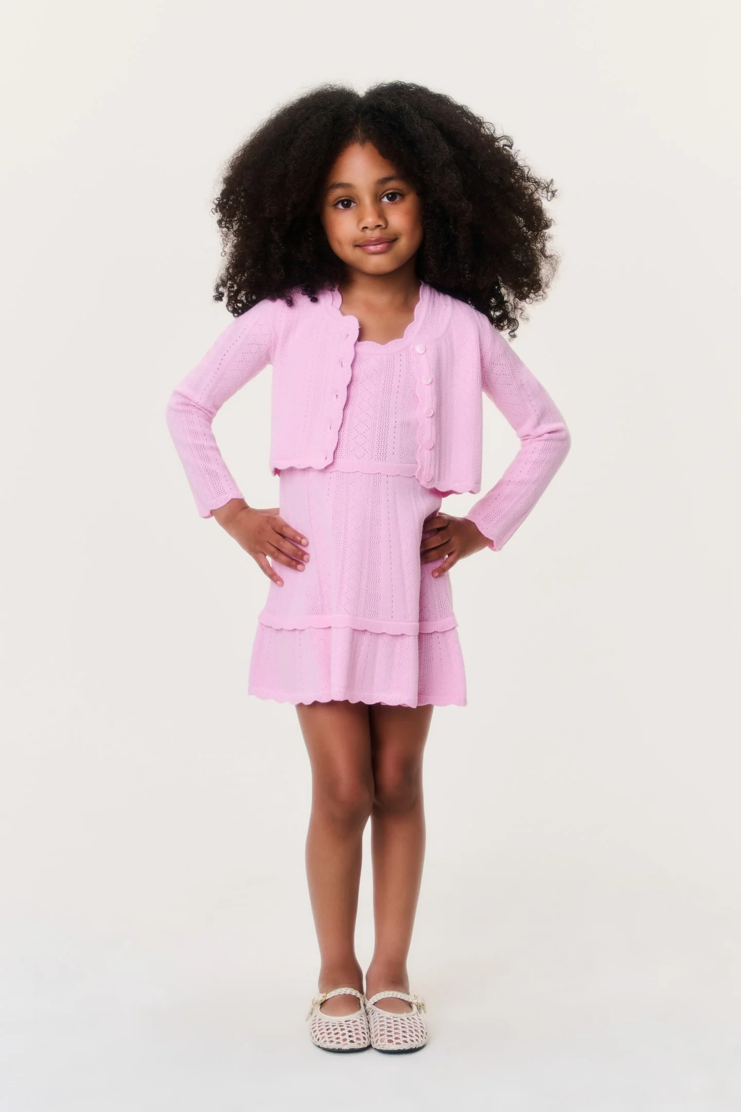 Little Girls Stretch Pointelle Gemna Cardigan