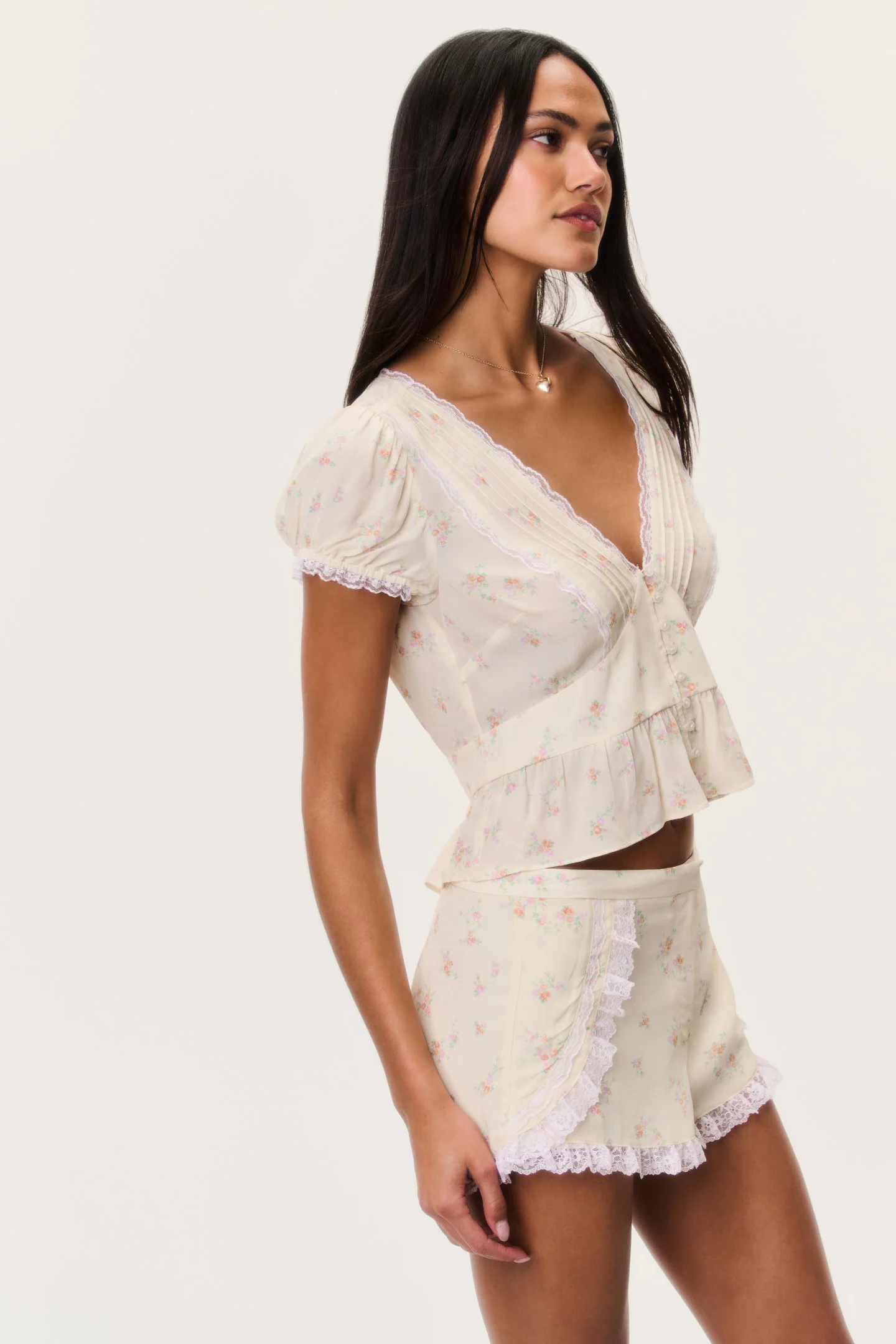 Adina Lace-Trimmed Floral Shorts