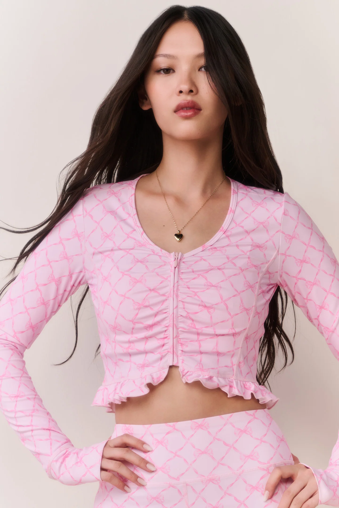 Medway Printed Zip-Up Active Top