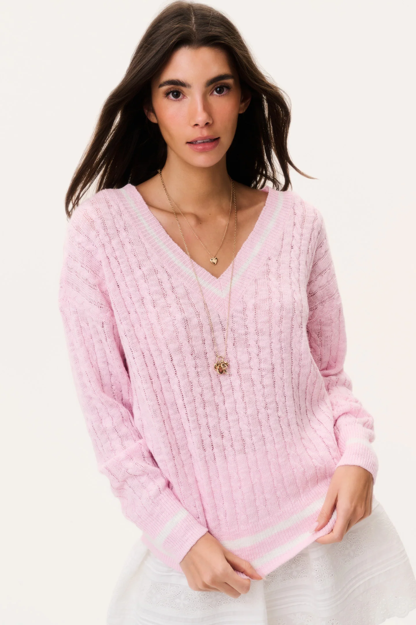 Jessanna Linen-Cotton Cable Knit Pullover
