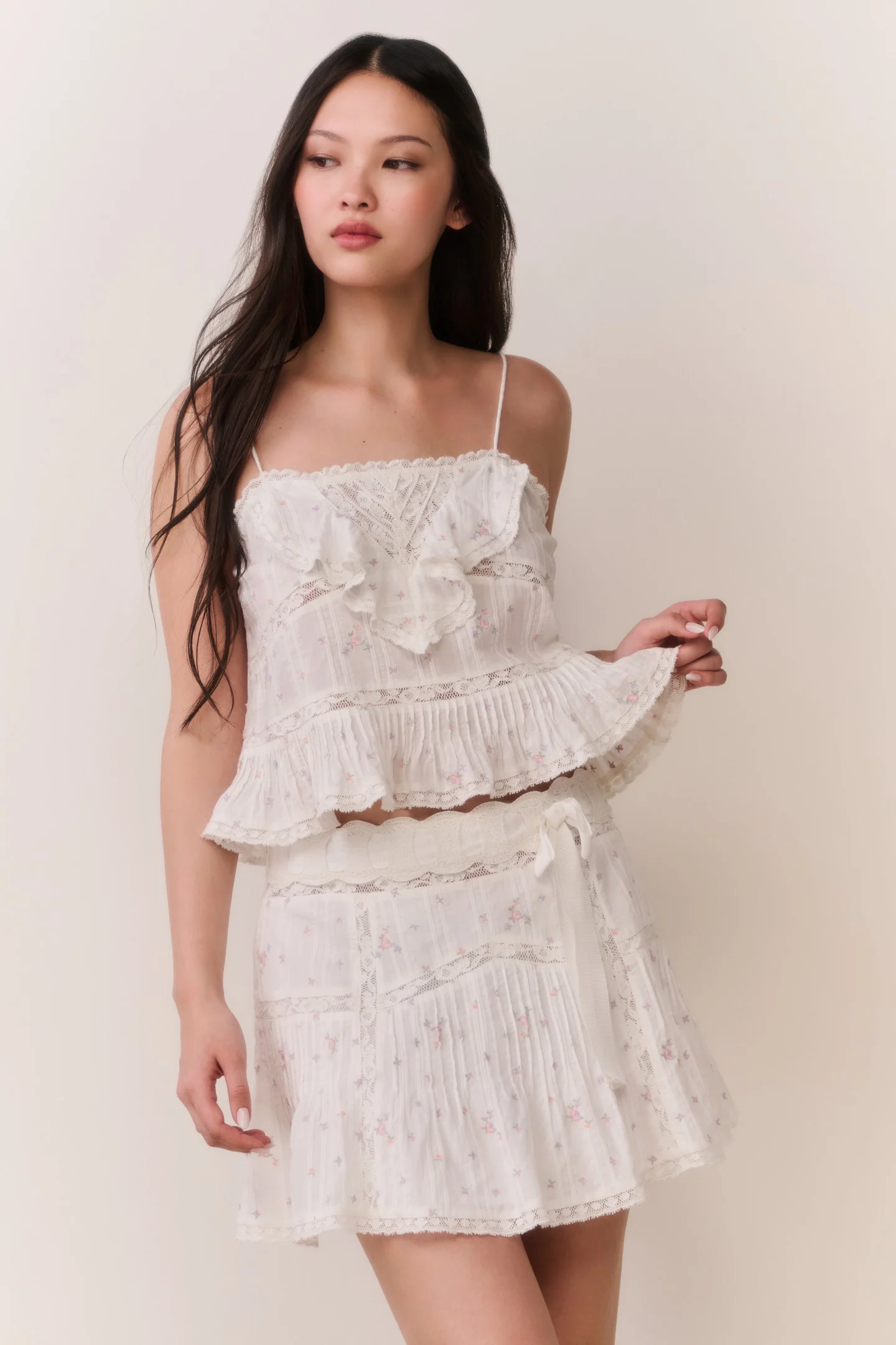 Willia Floral Embroidered Cotton Mini Skirt