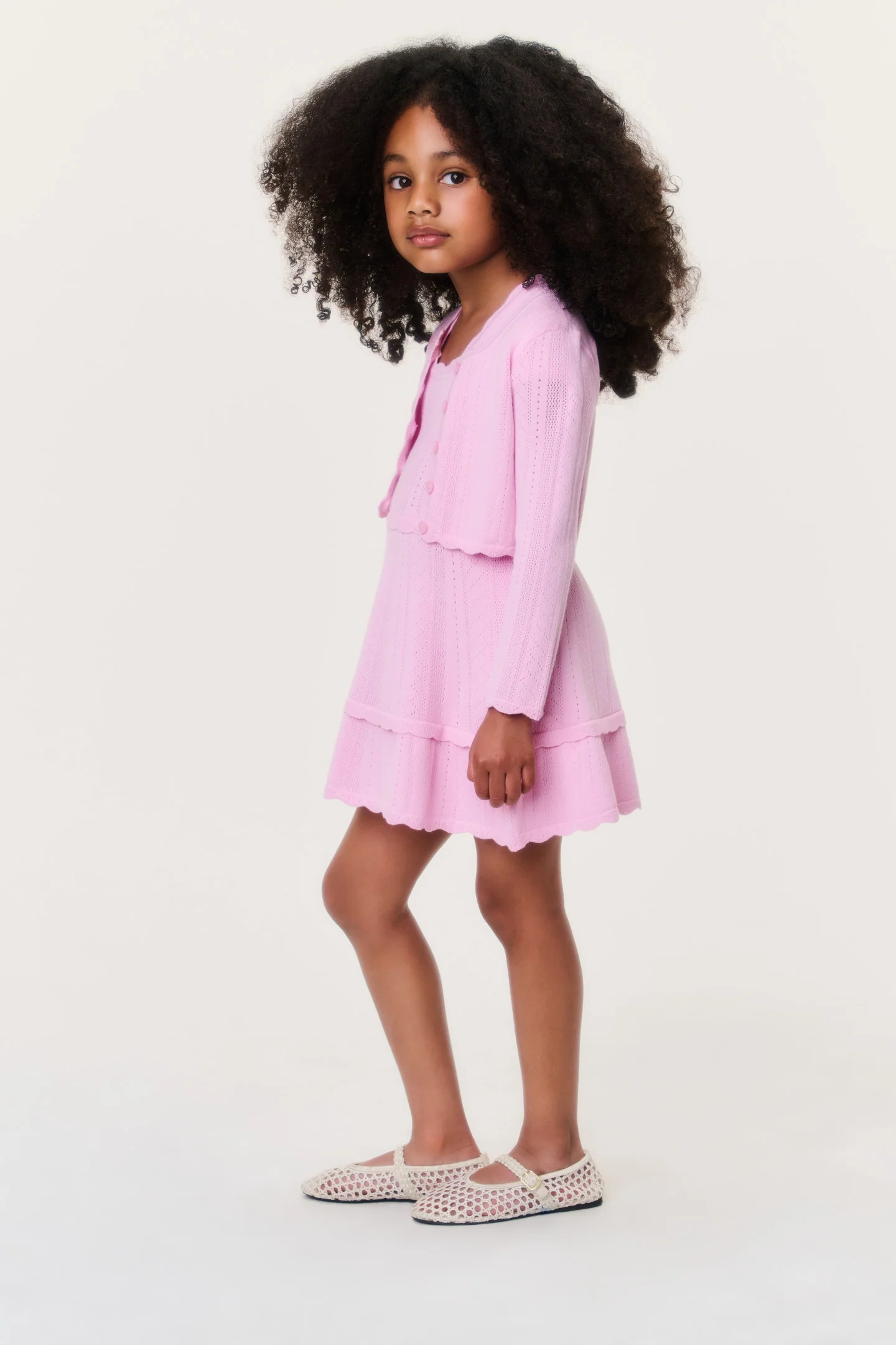 Little Girls Stretch Pointelle Gemna Cardigan