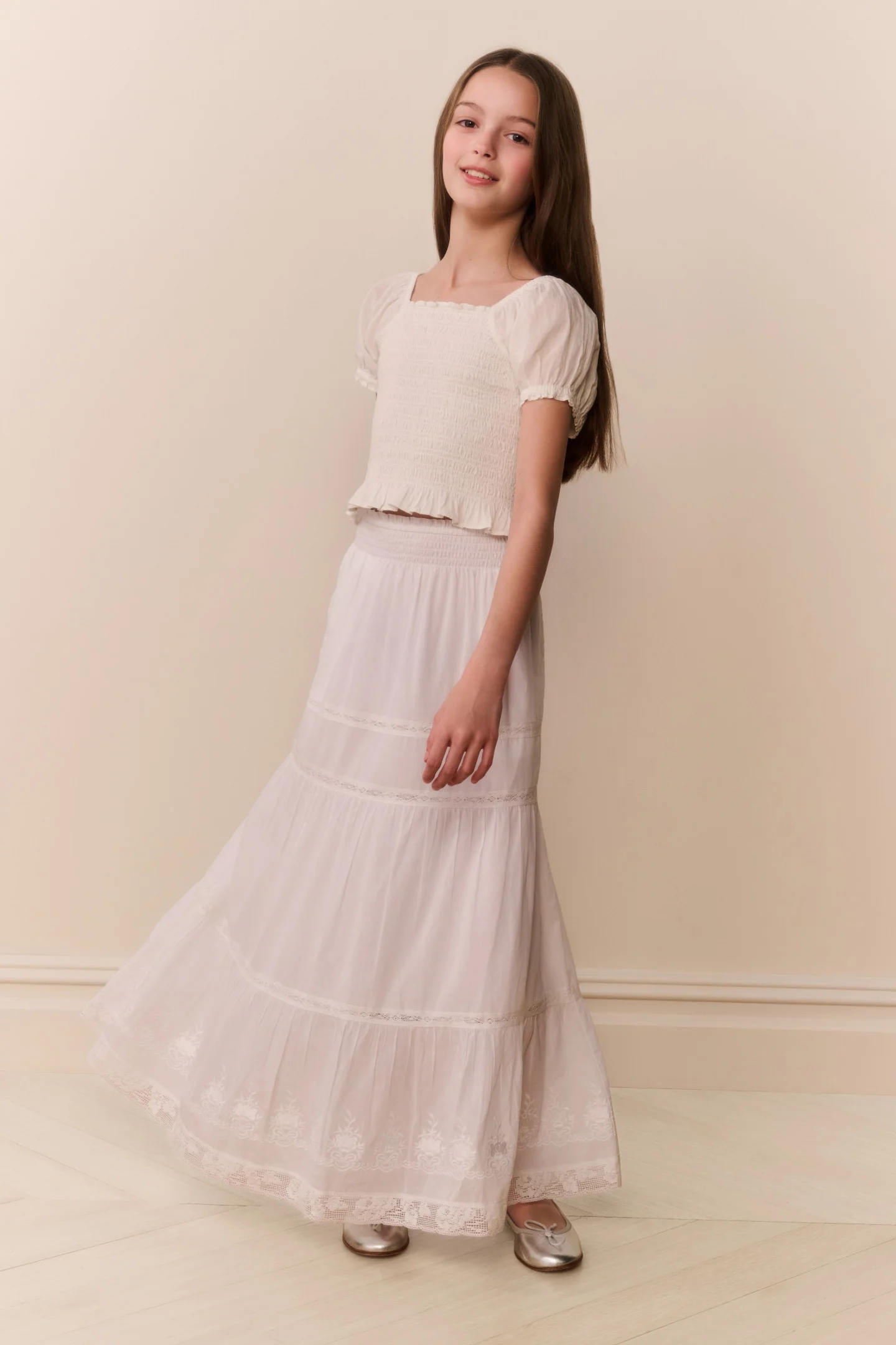 Tween Cotton Tiered Sampaio Maxi Skirt