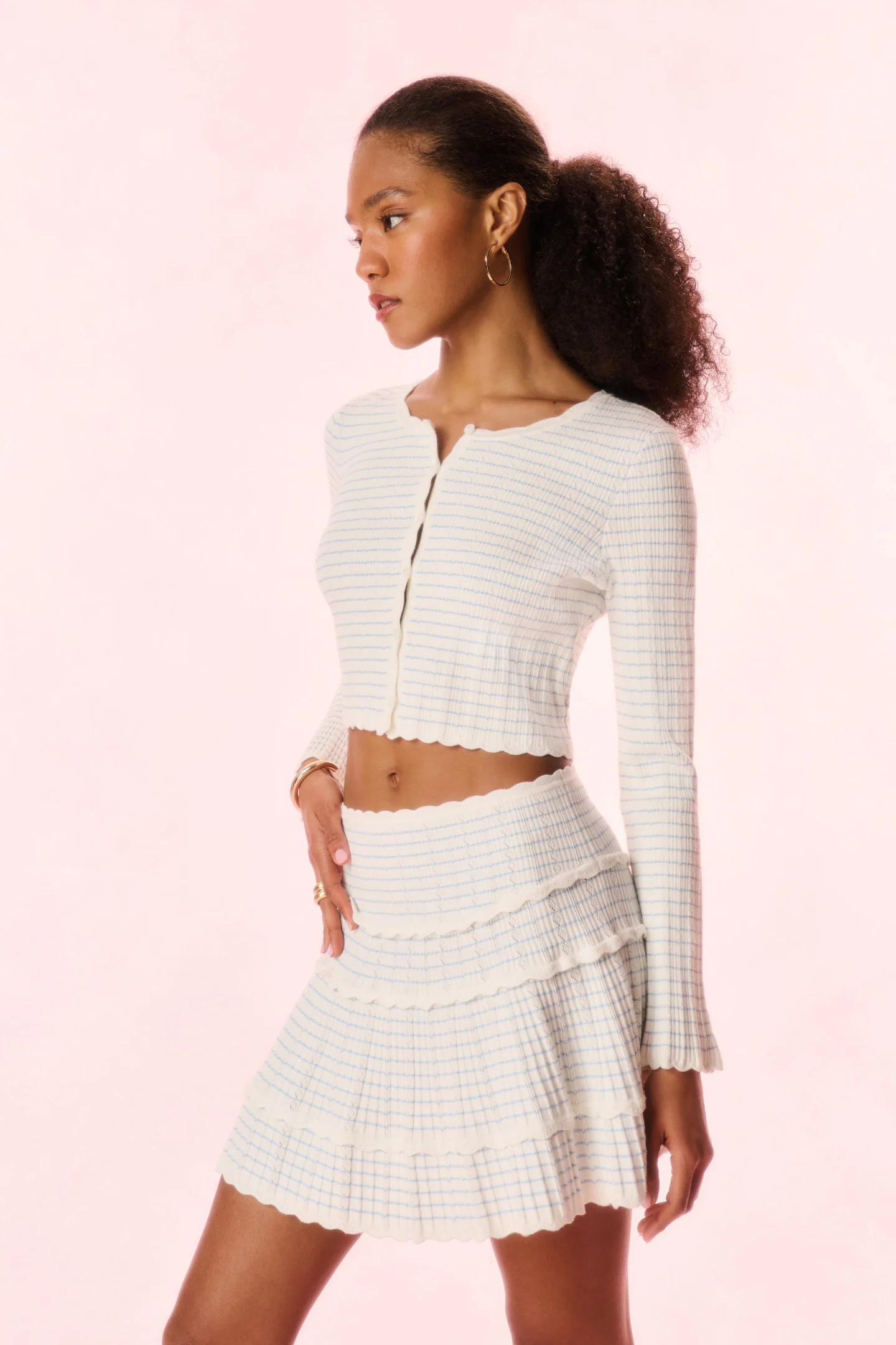 Colella Striped Stretch Knit Skirt