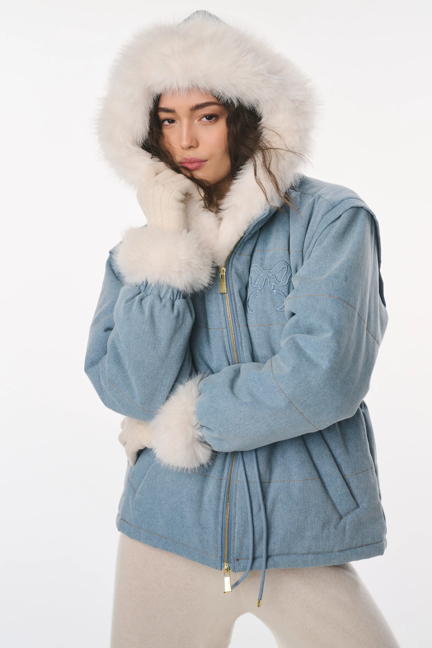 LoveShackFancy x MAX&MOI Deva Denim Convertible Jacket