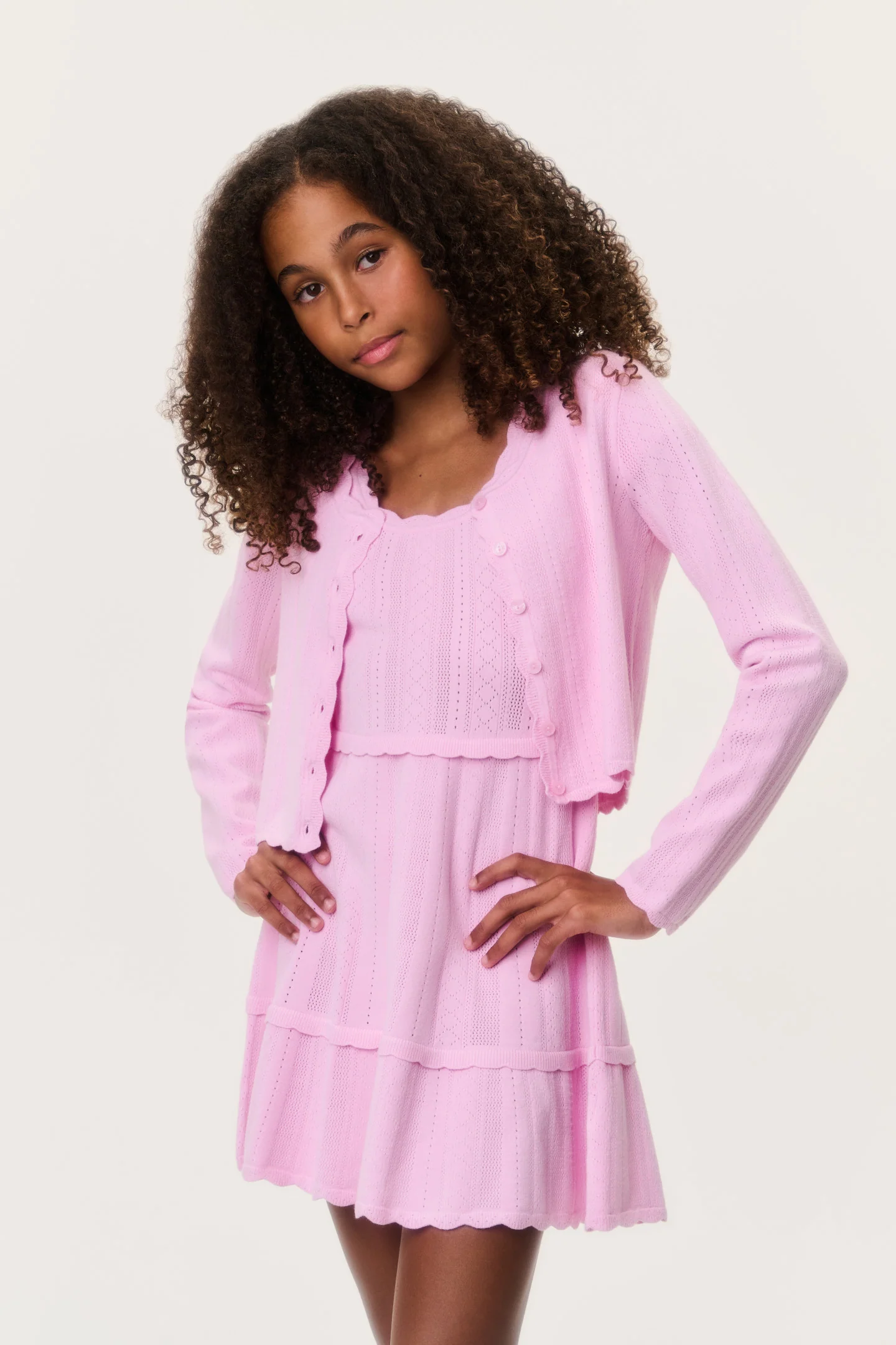Tween Stretch Pointelle Gemna Cardigan