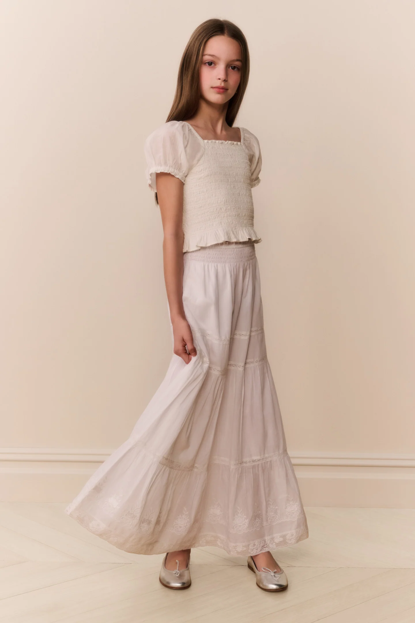 Tween Cotton Tiered Sampaio Maxi Skirt