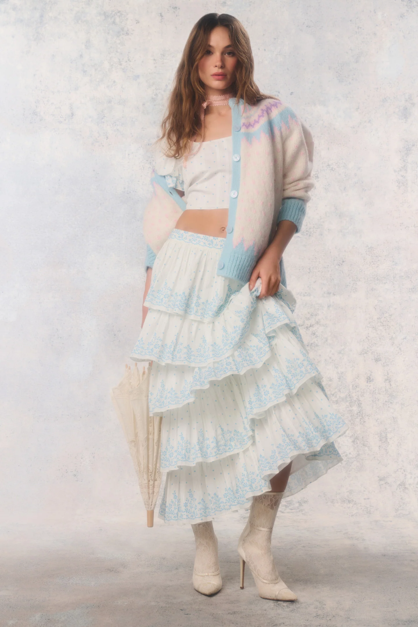 Re-Edition Julieta Cotton Tiered Maxi Skirt