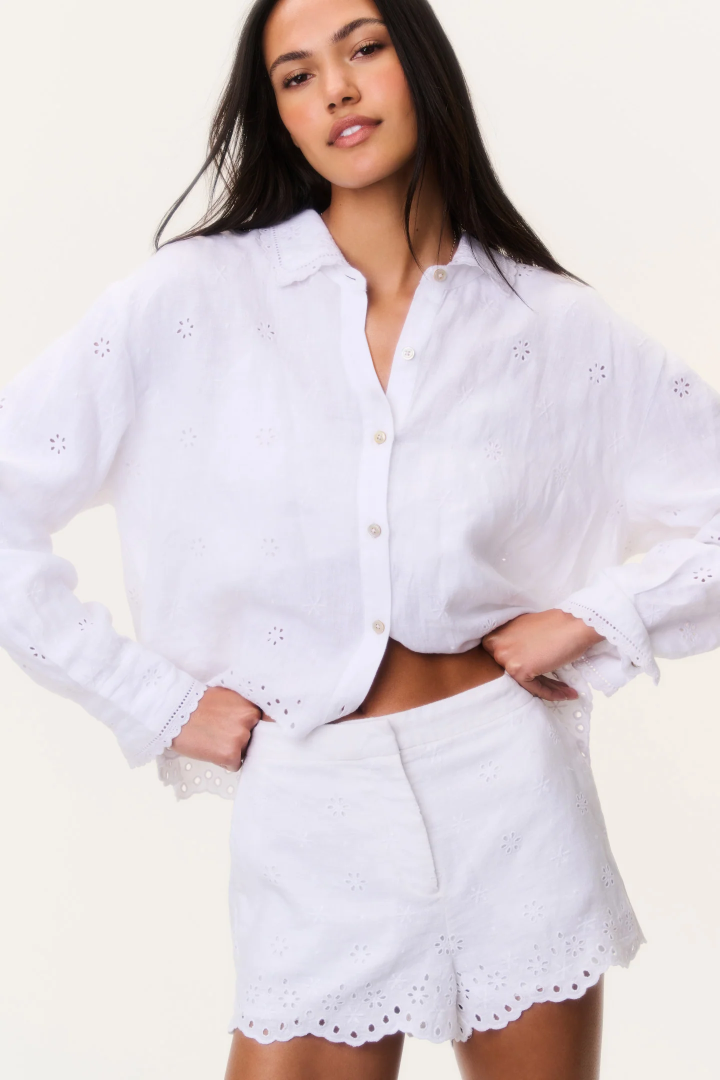 Jodine Eyelet Linen Shorts