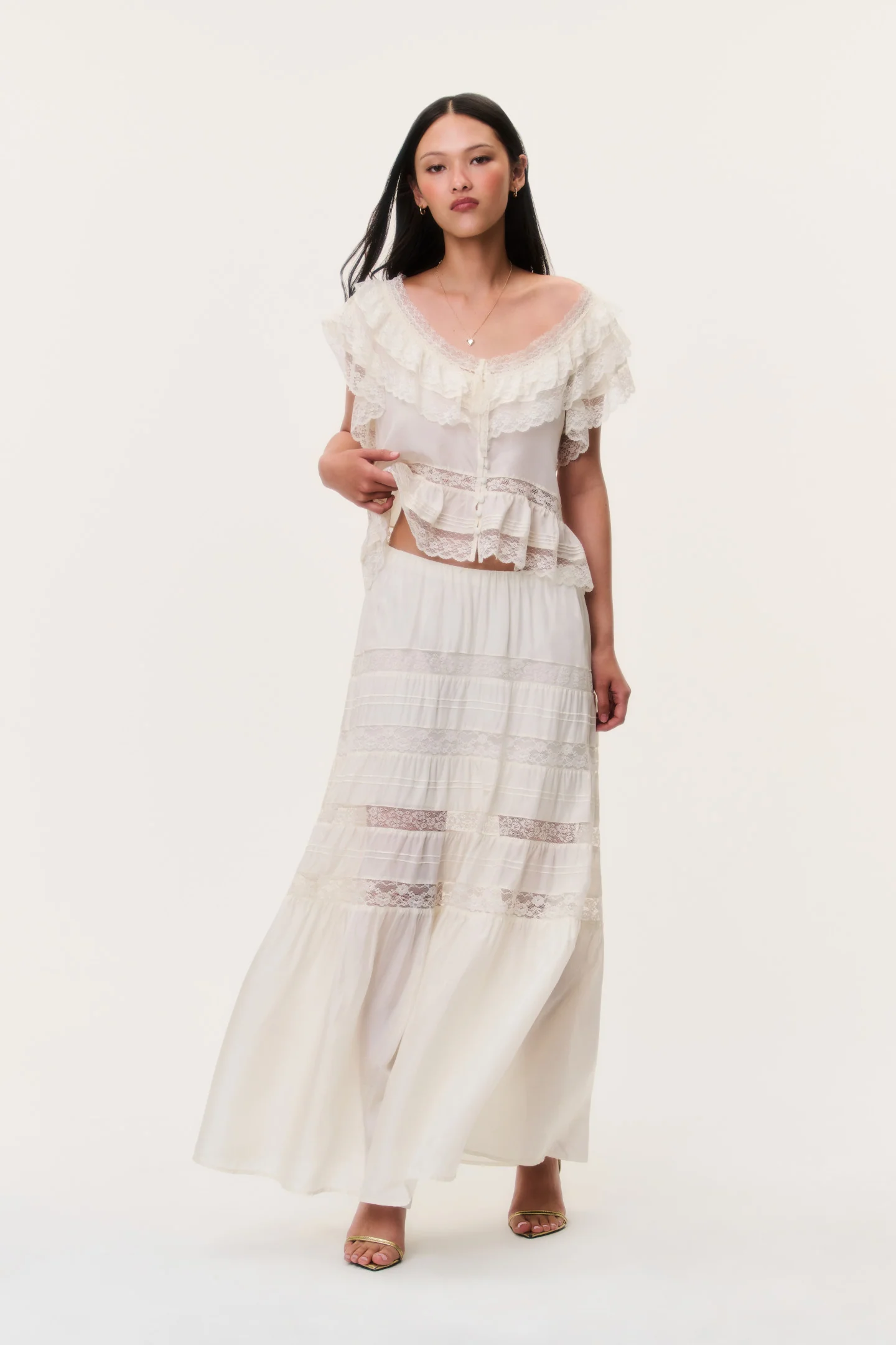 Nivine Silk Lace Maxi Skirt Nivine Silk Lace Maxi Skirt