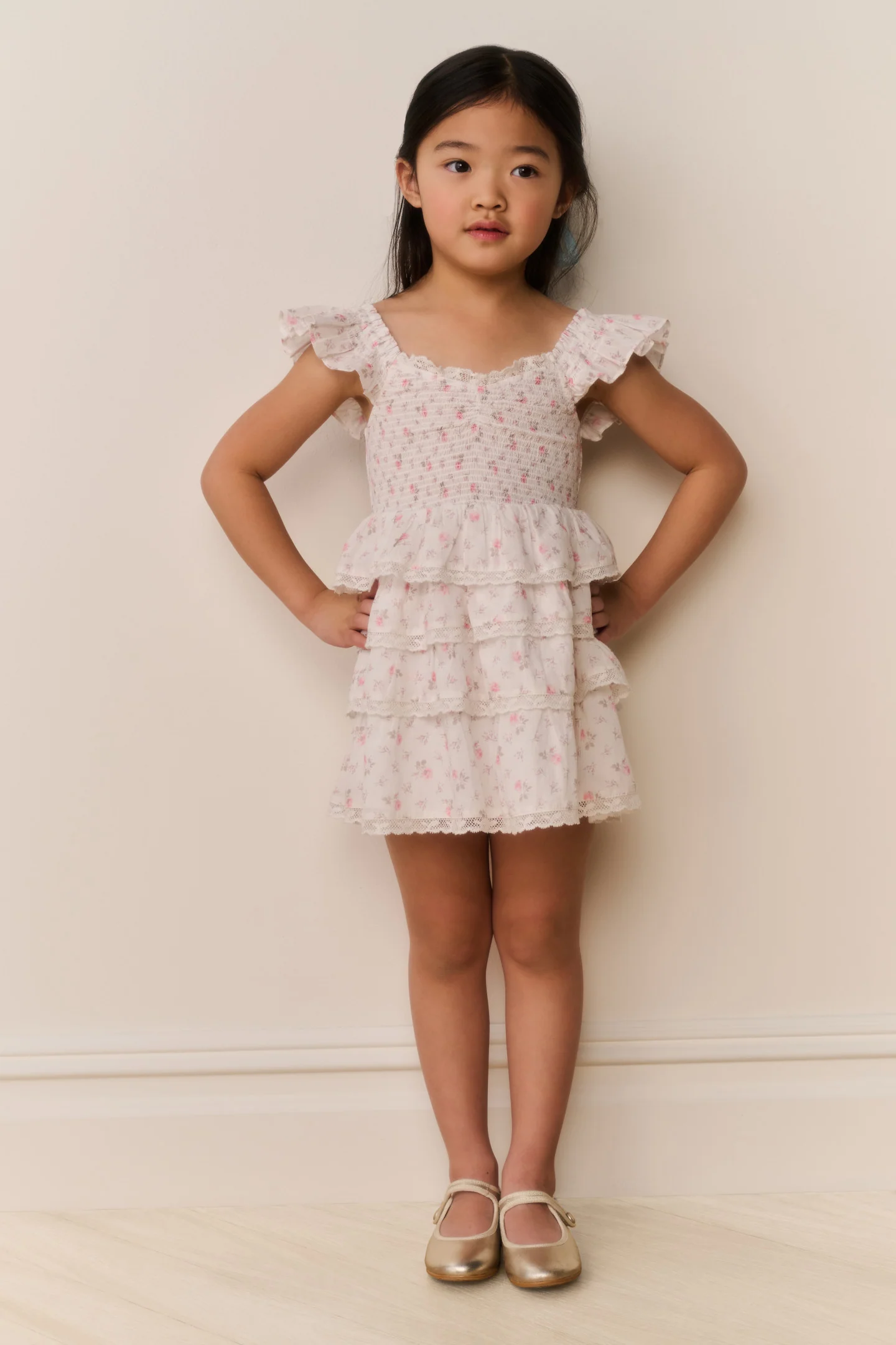 Little Girls Linoette Floral Cotton Dress