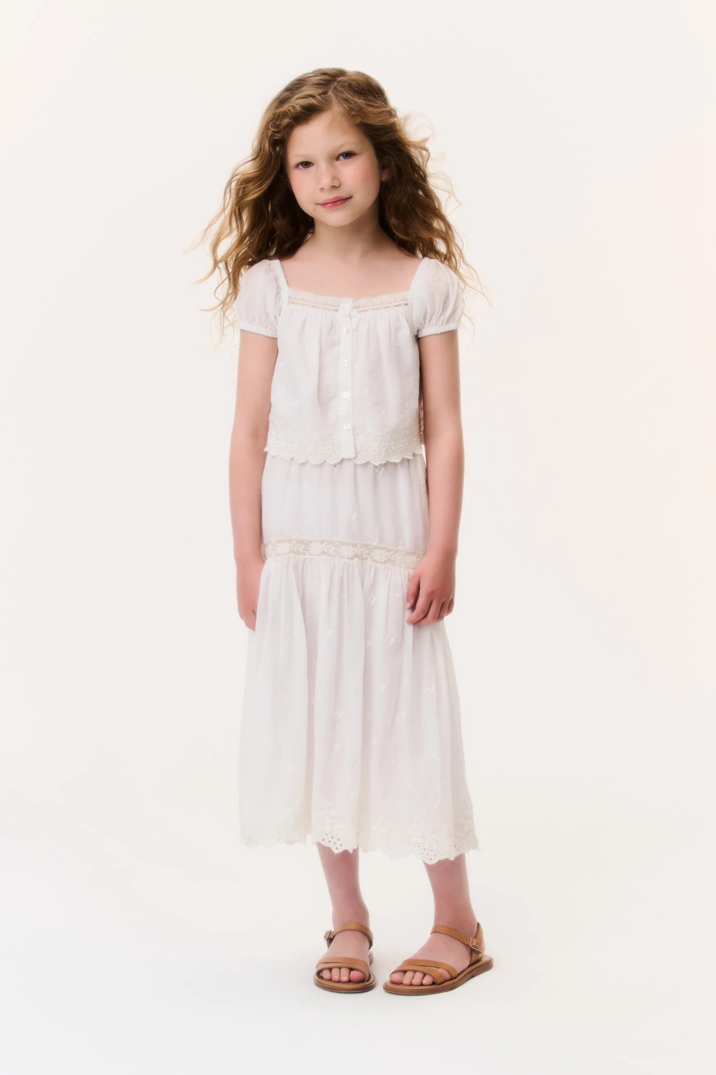 Little Girls Cotton Lace Norael Skirt Little Girls Cotton Lace Norael Skirt