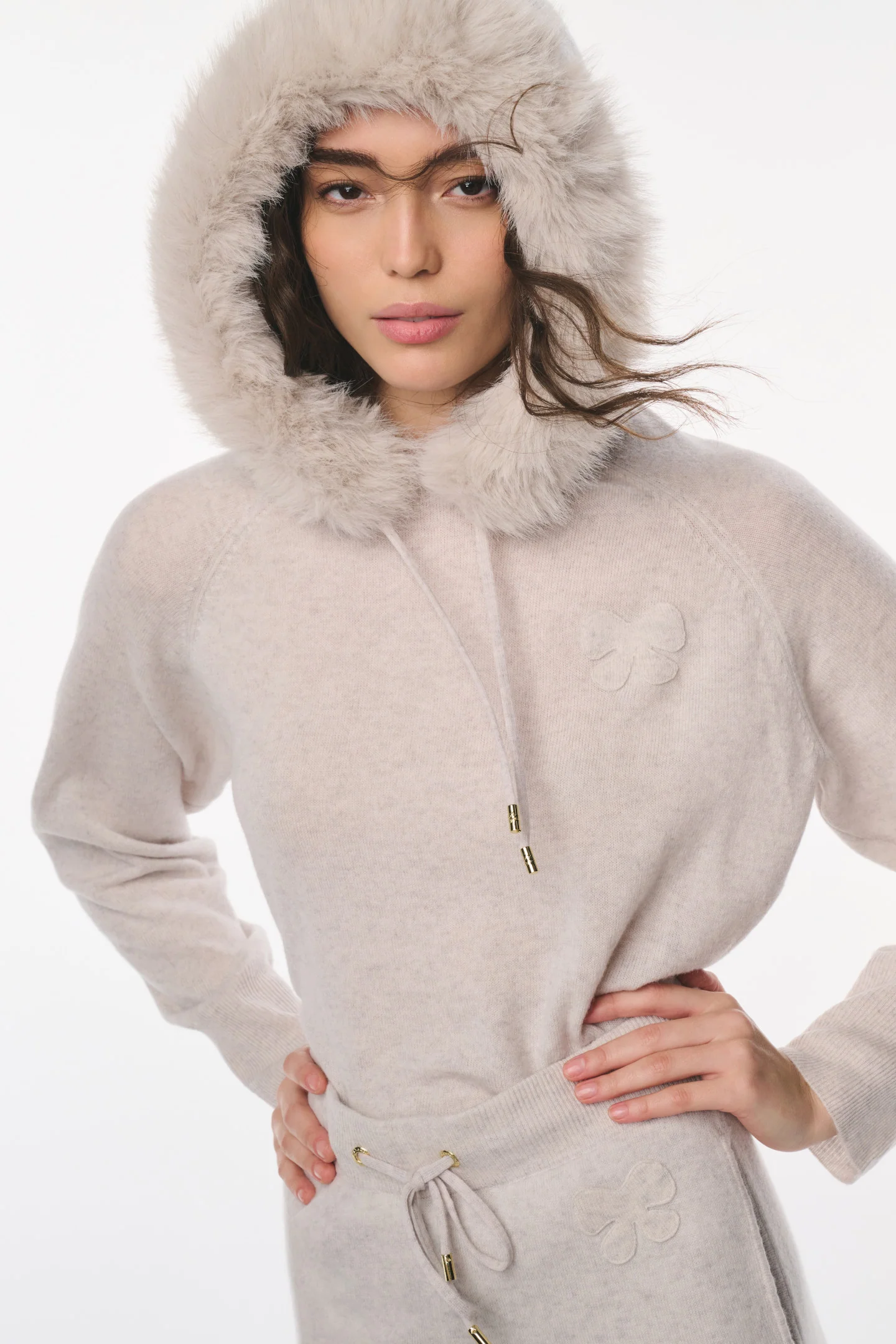 LoveShackFancy x MAX&MOI Wool-Cashmere Faux Fur Hoodie