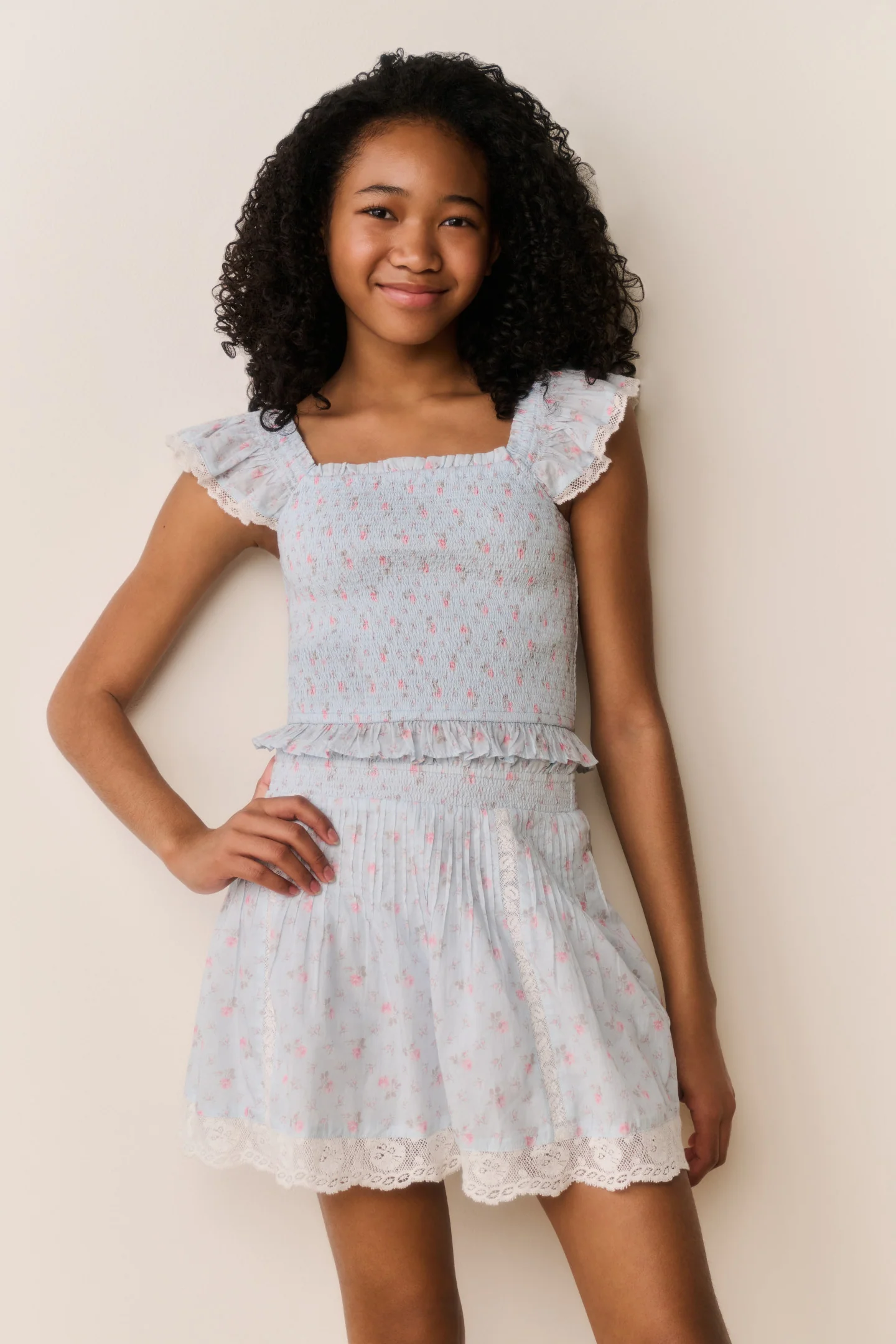 Tween Jeanna Floral Cotton Top