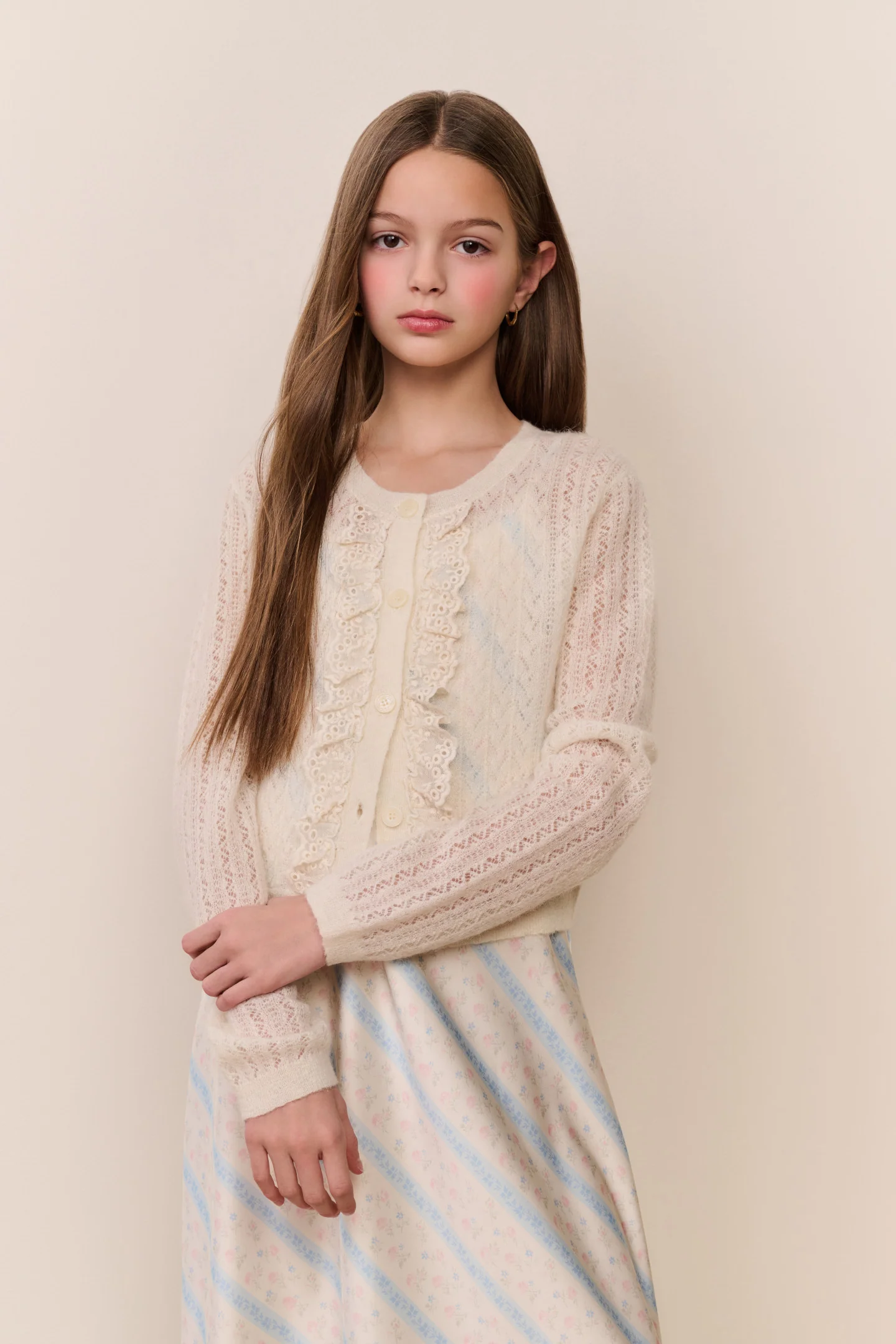 Tween Kena Alpaca-Wool Pointelle Cardigan