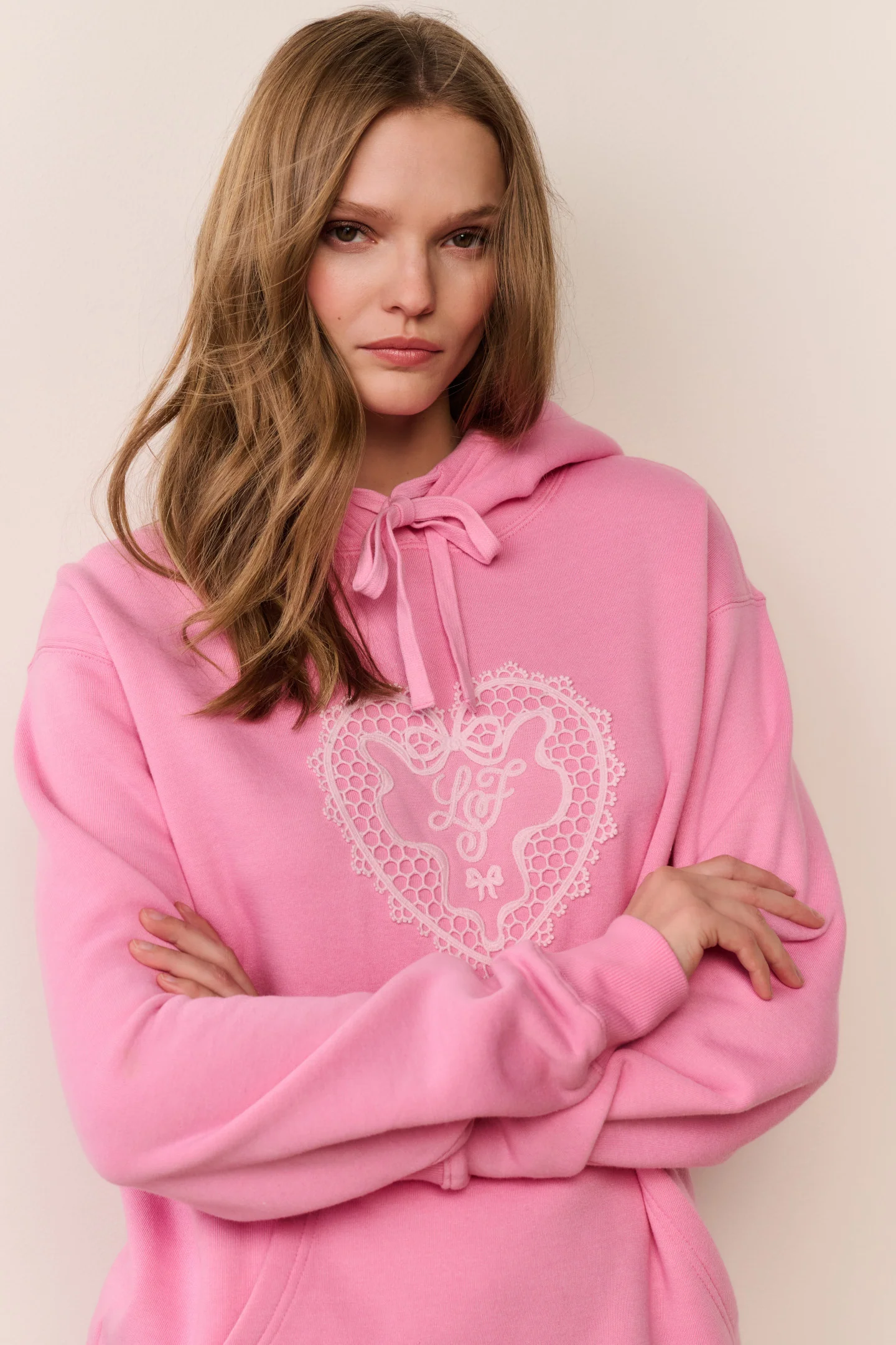 Nacova Heart Doily Fleece Hoodie