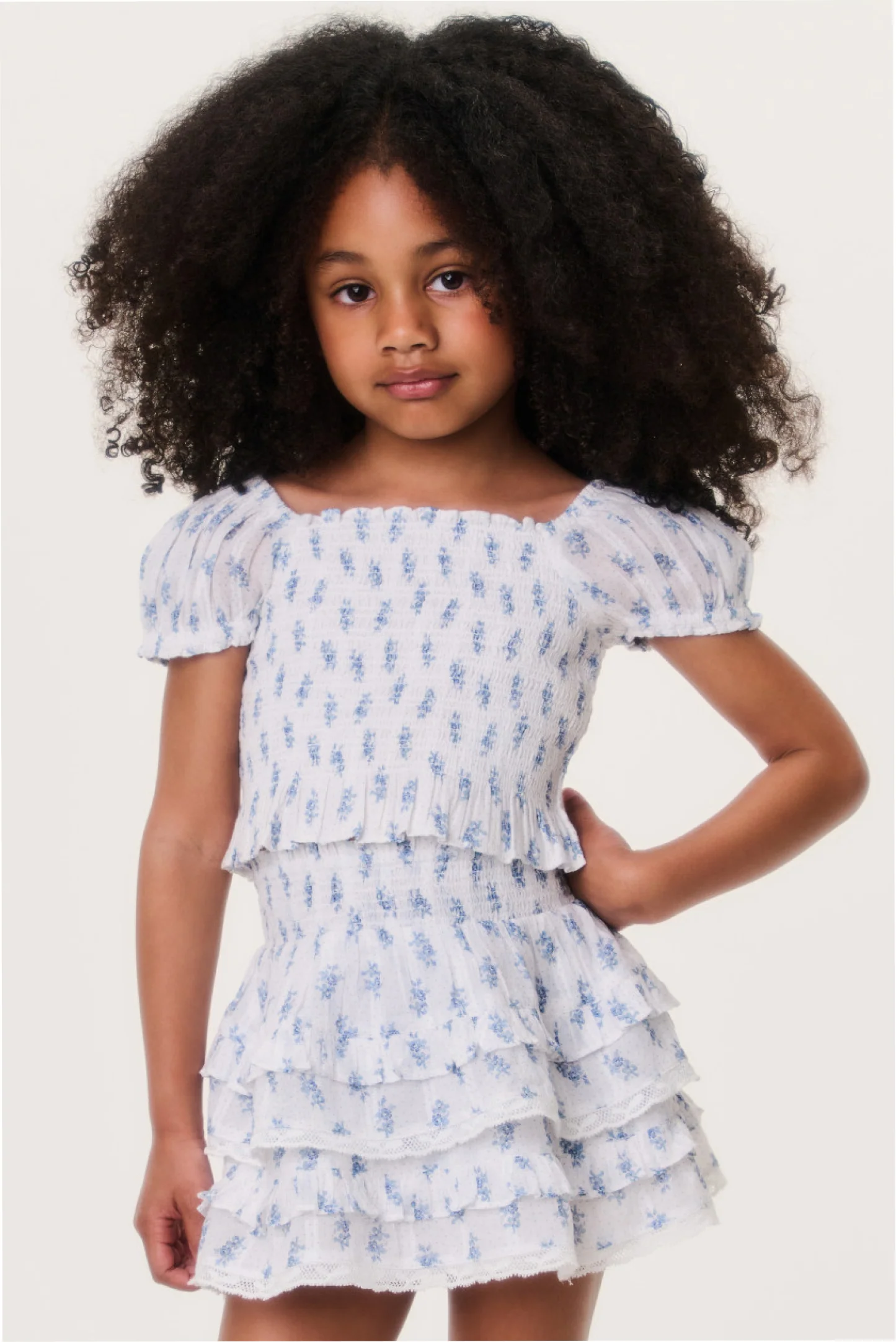 Little Girls Indigo Cloud Fabielle Top Little Girls Indigo Cloud Fabielle Top