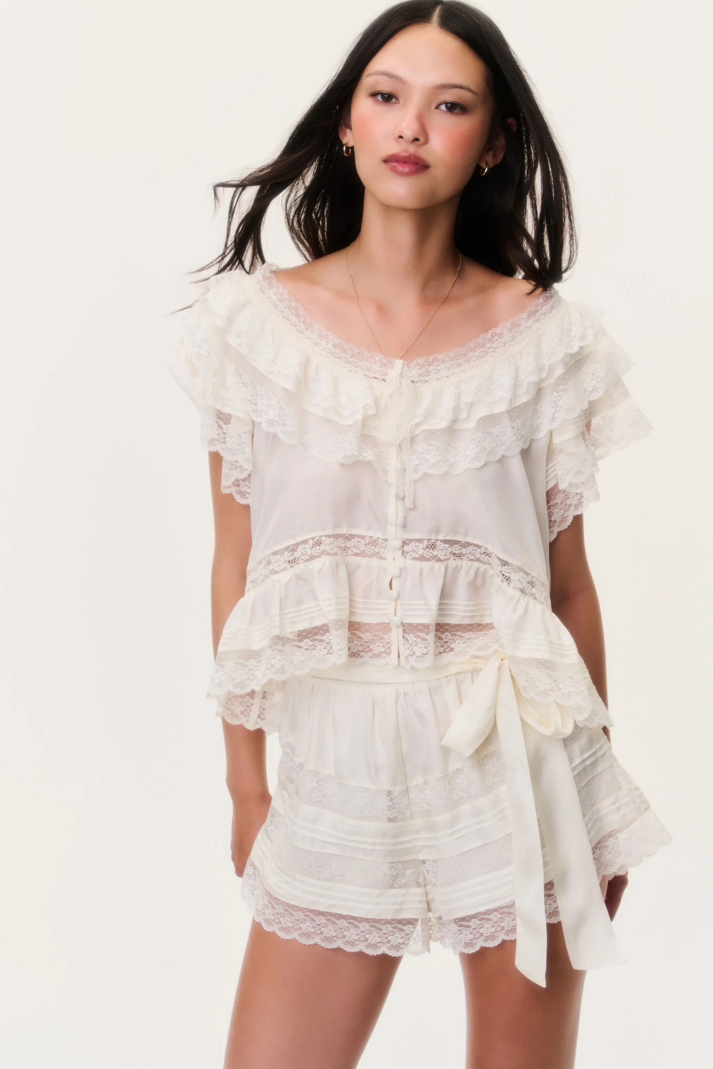 Persine Silk Ruffle Top