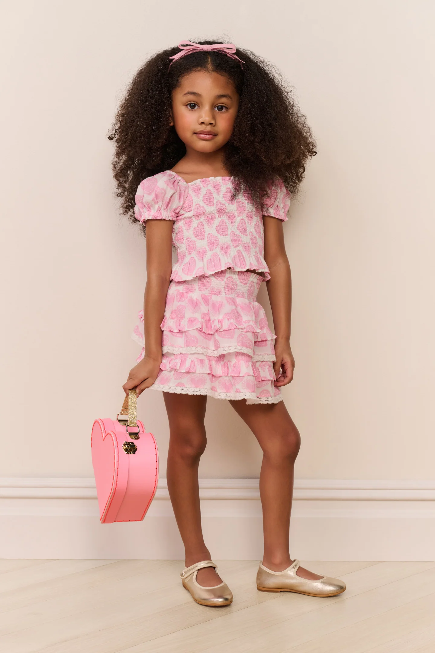 Little Girls Billie Heart Print Skirt